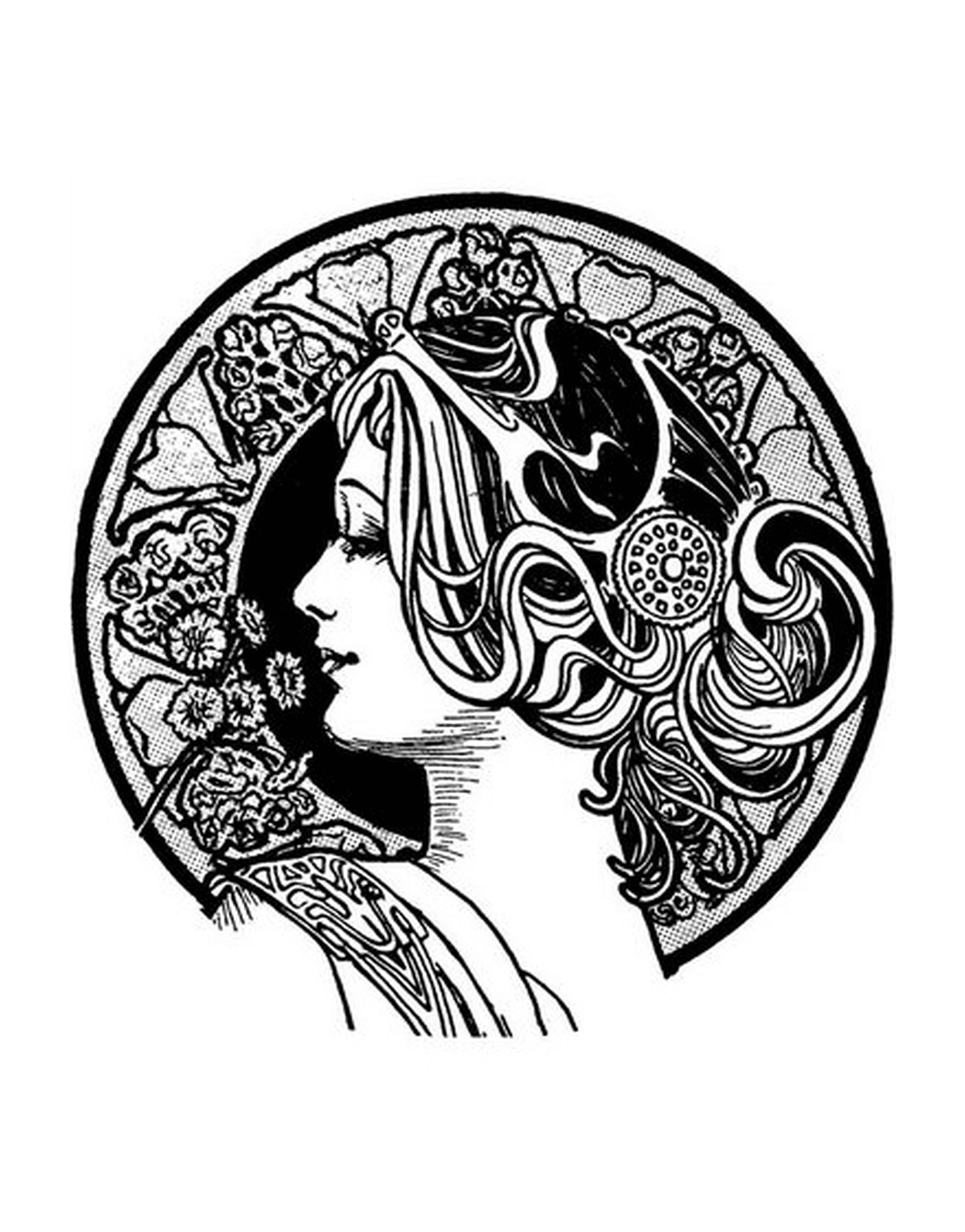  the face of a woman in the art nouveau style 