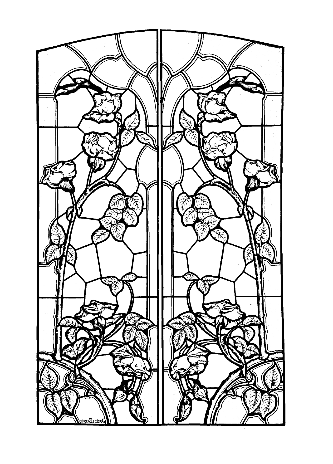  un vidrio colorido en el estilo art nouveau 