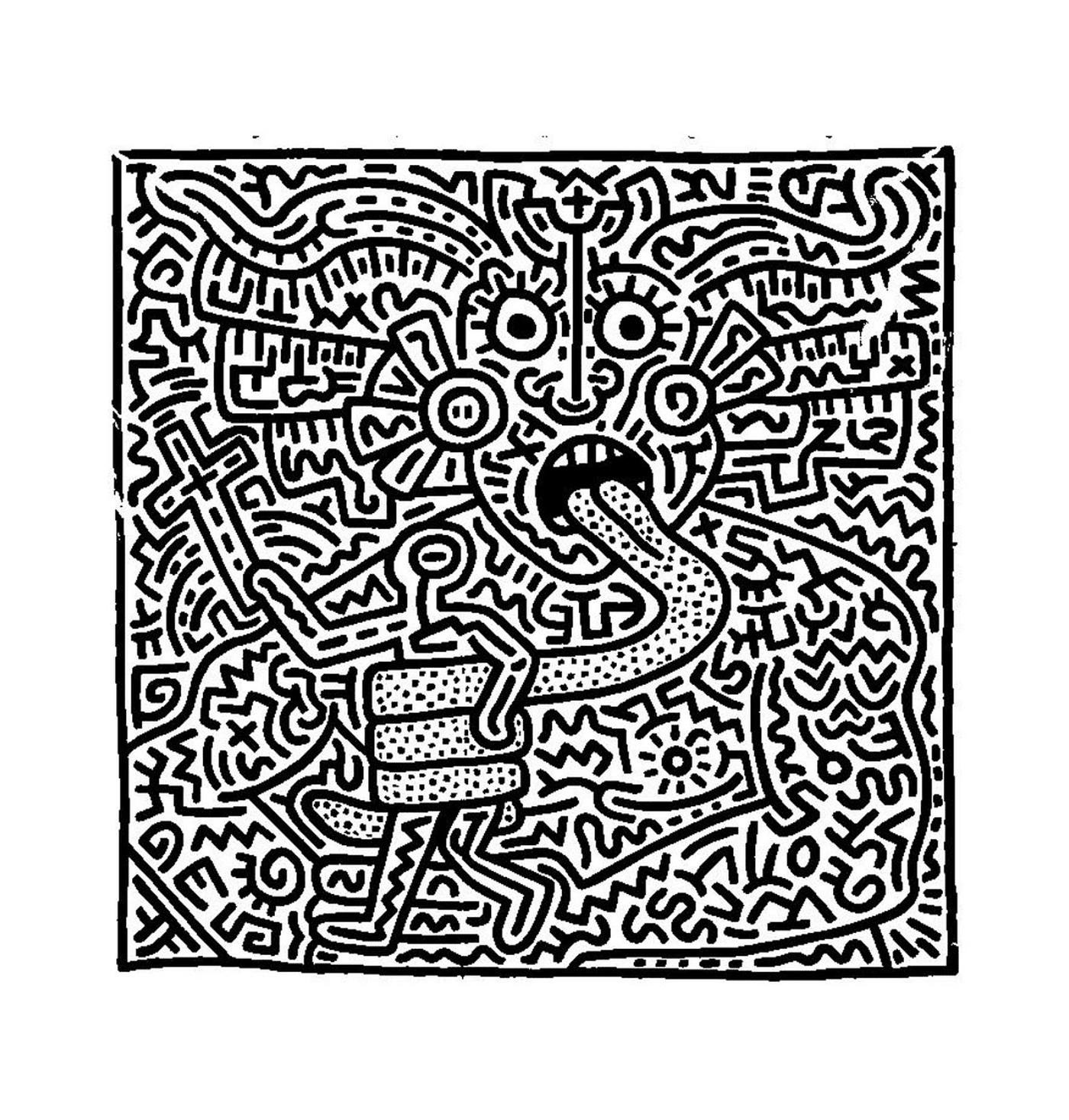  the face of a man according to Keith Haring 