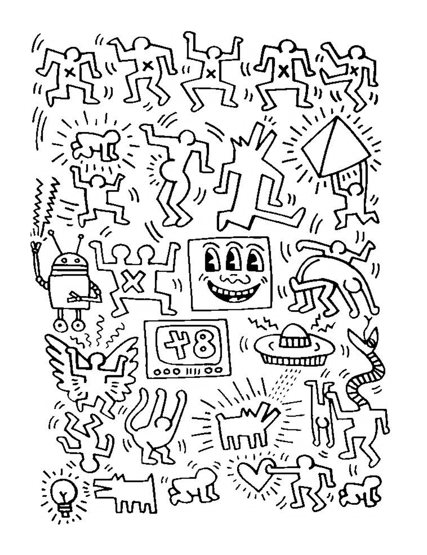  eine Gruppe von Menschen nach Keith Haring 