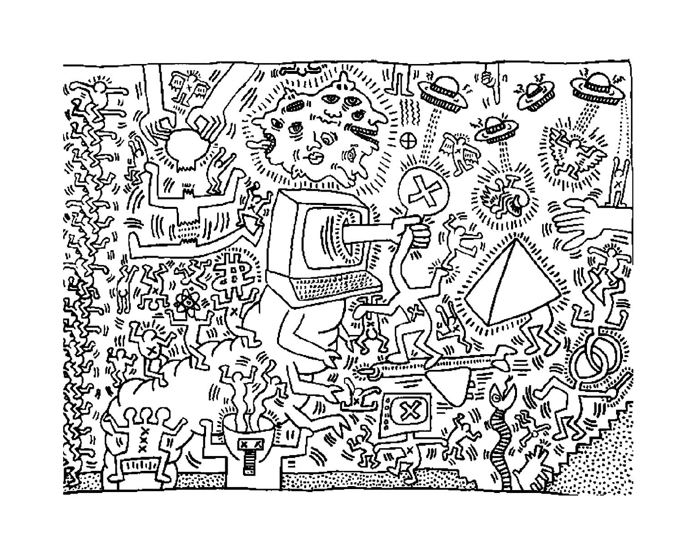  una computadora según Keith Haring 
