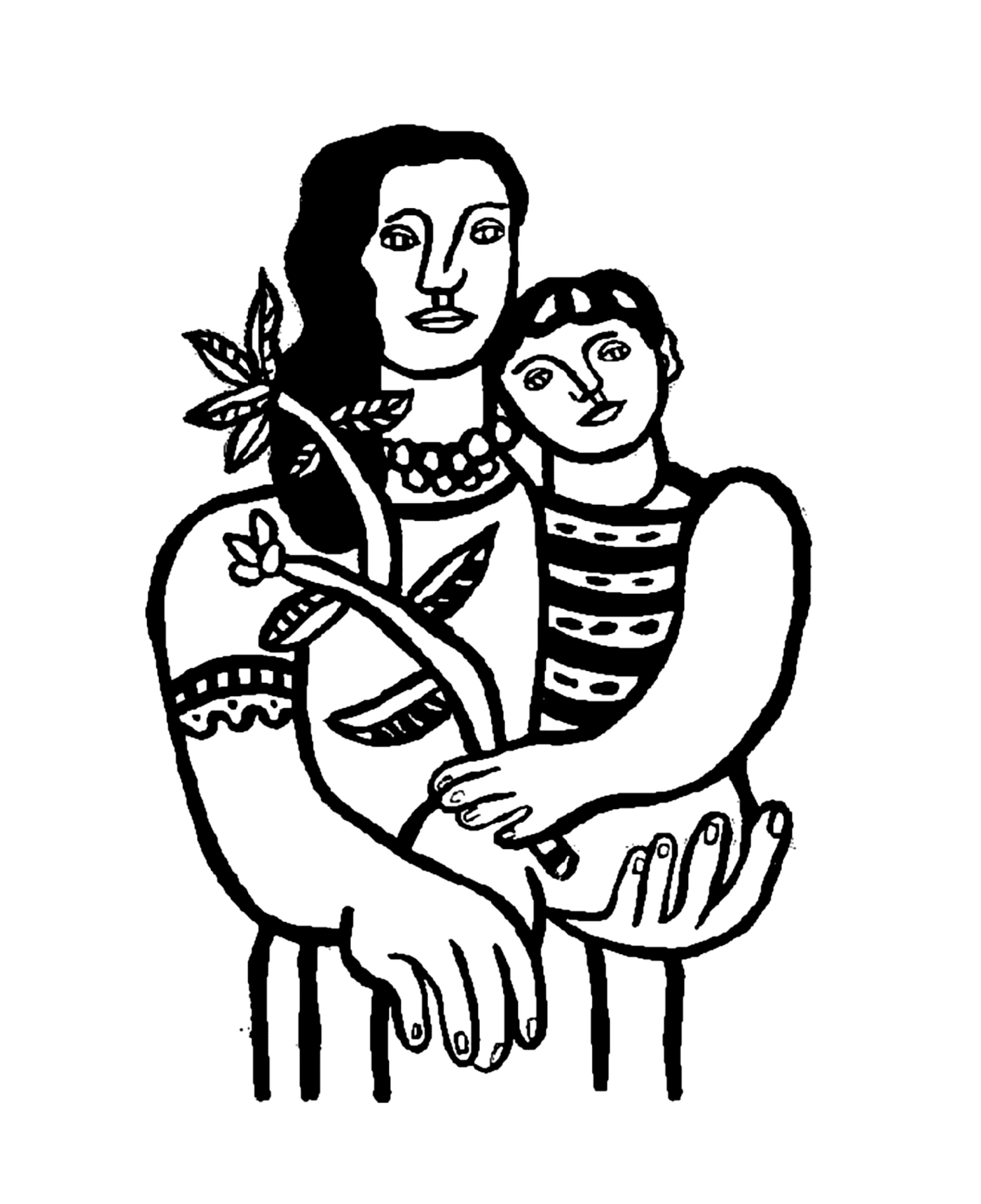  eine Frau, die ein Kind hält, nach Fernand Léger 