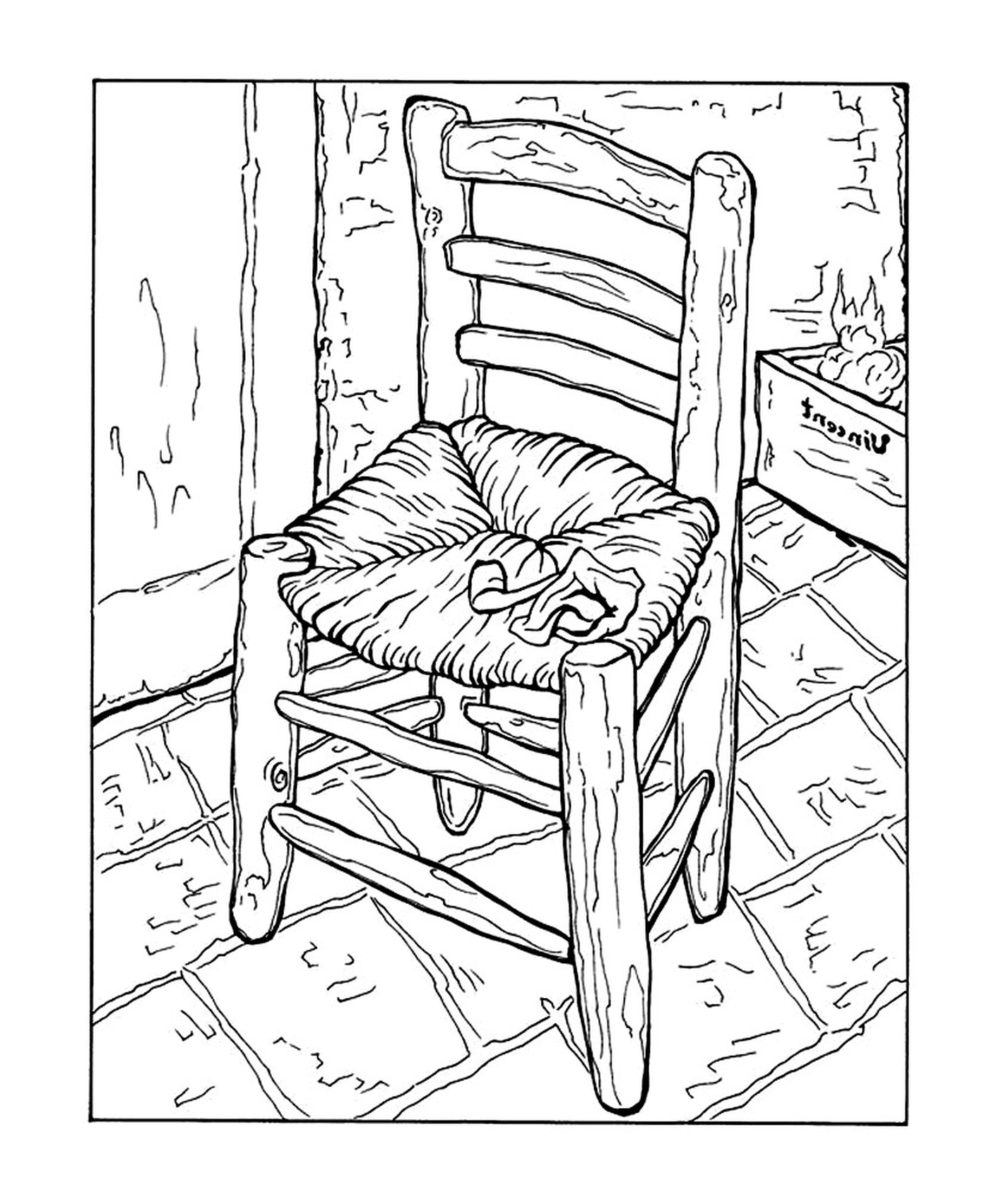  a chair with a cushion according to Van Gogh 