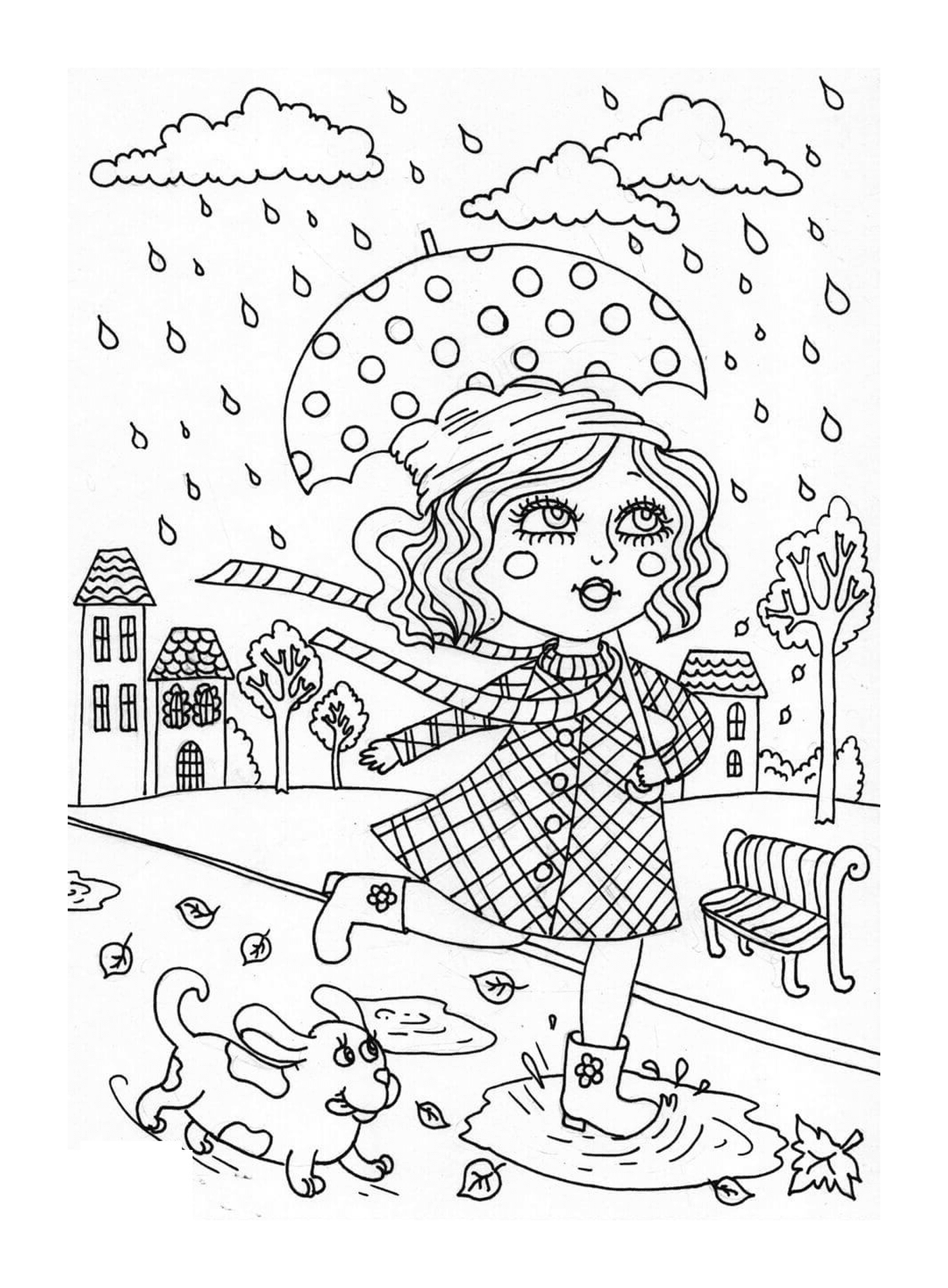  Ein Mädchen mit einem Regenschirm 