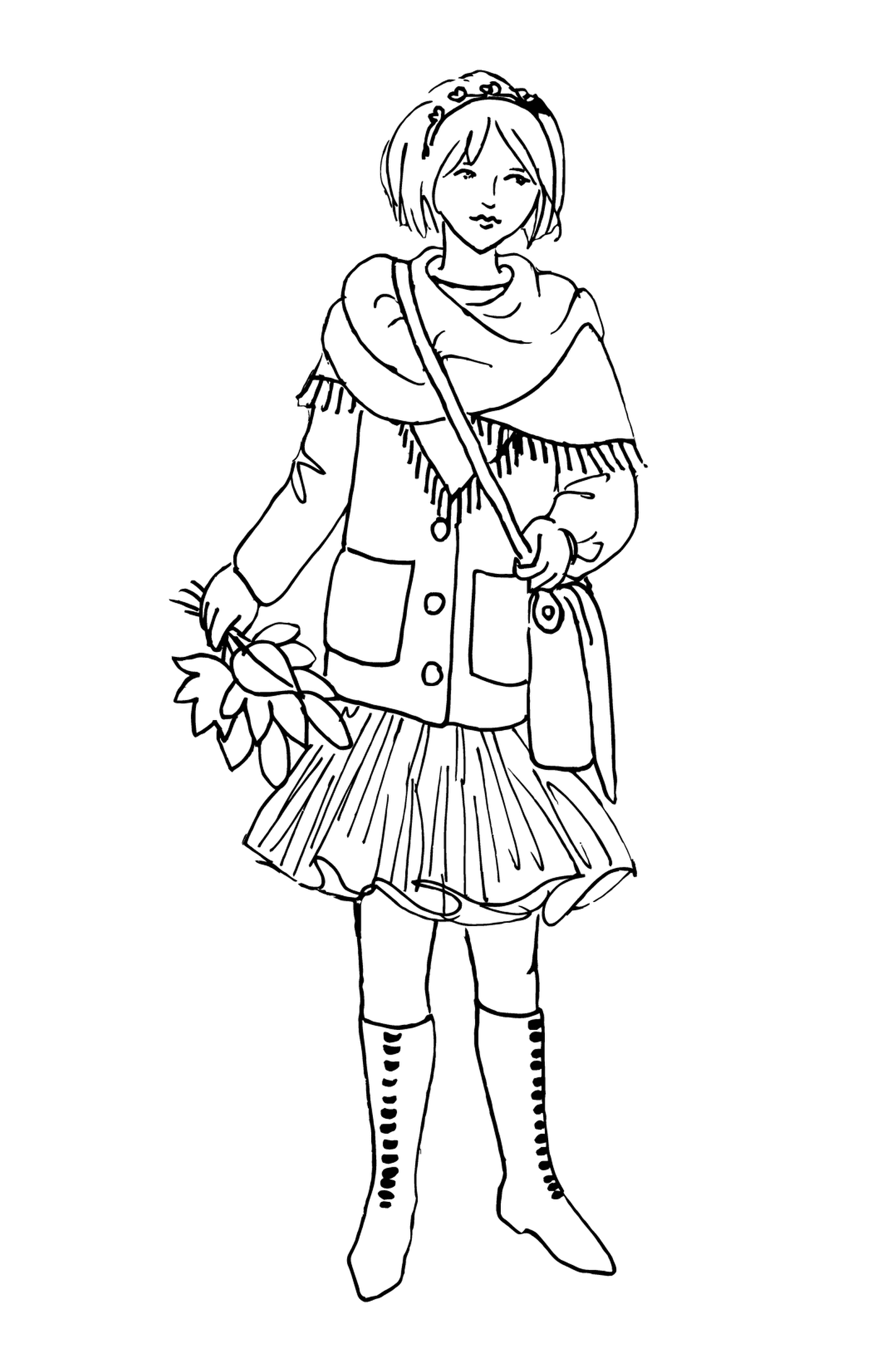  A girl in winter clothes 