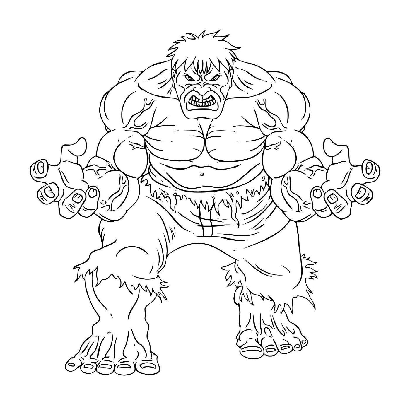  Un Hulk muscoloso che tiene due manubri 