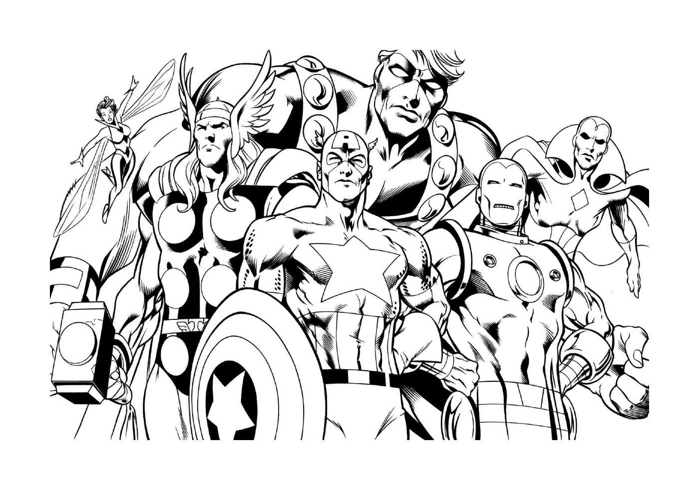  Un gruppo di supereroi in piedi fianco a fianco per i bambini 