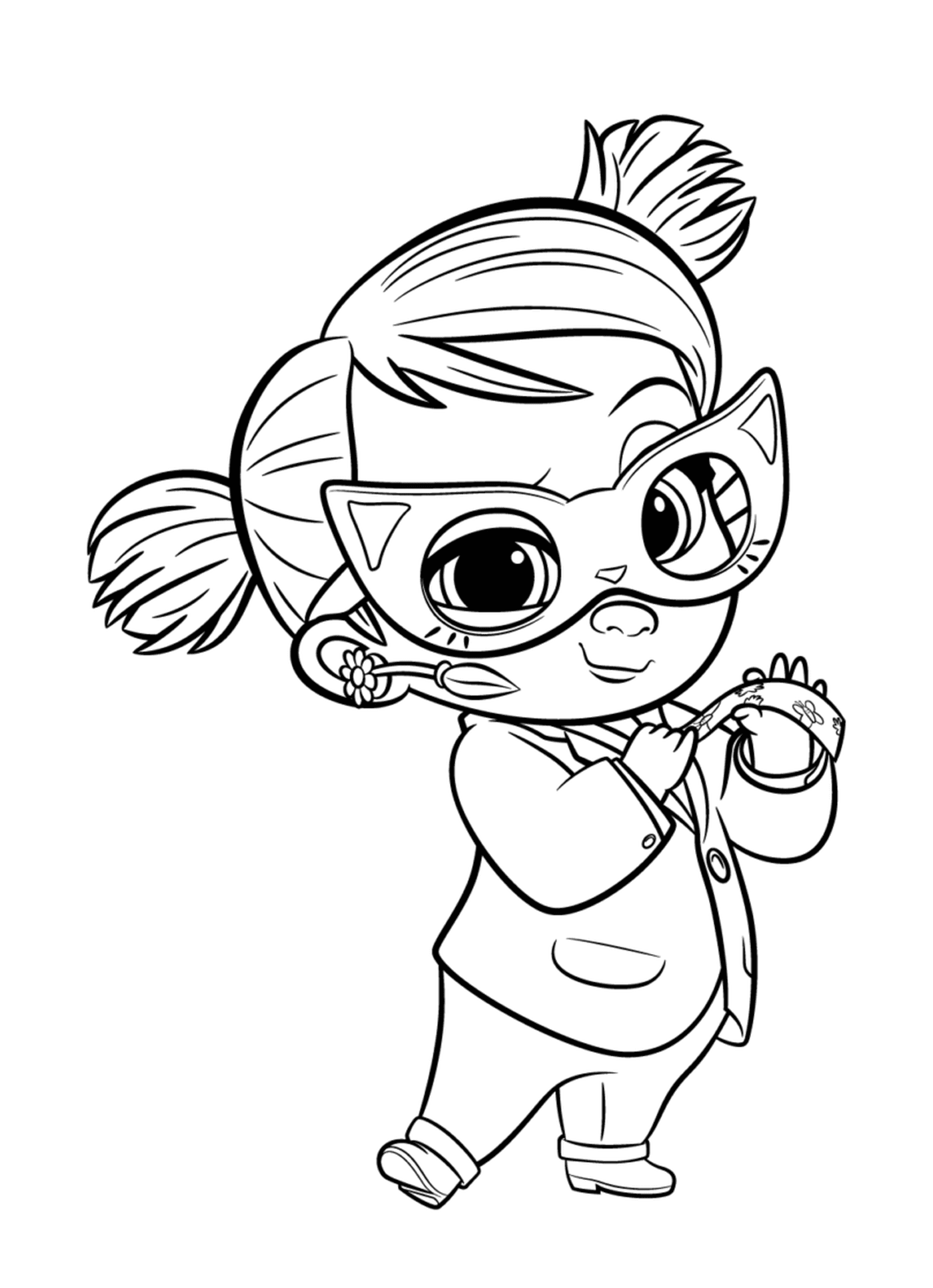  Ein kleines Mädchen hält eine Schere 