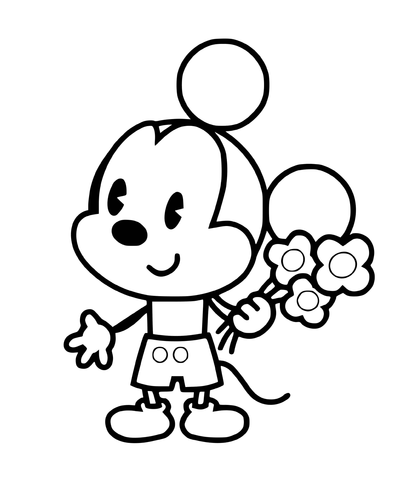  Topolino bambino con fiori 