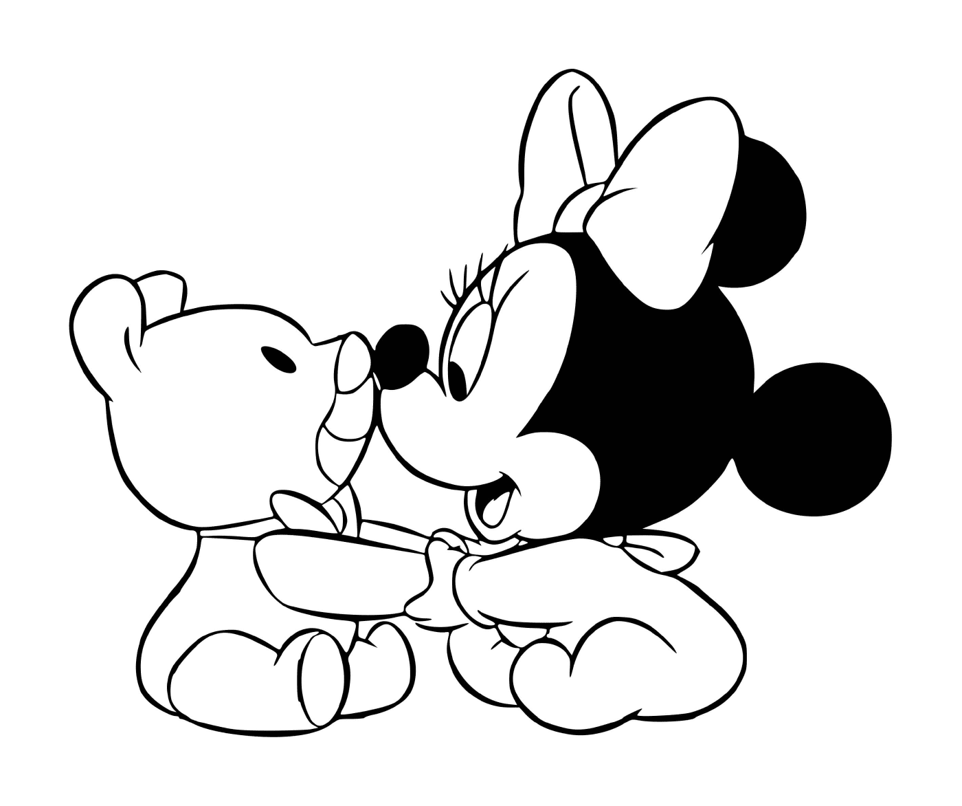  Minnie Mouse bebé y su osito de peluche 