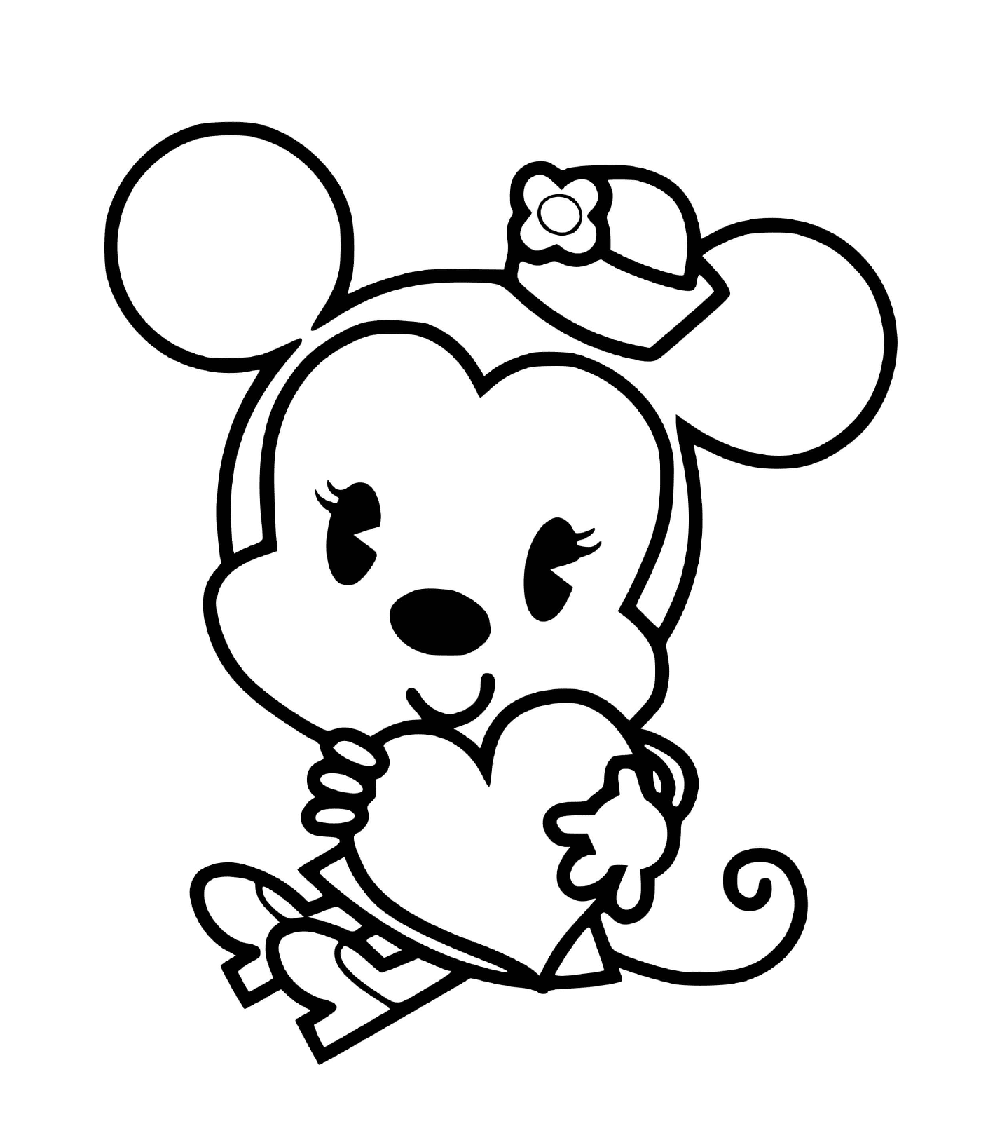  Minnie Mouse con un corazón de chocolate 