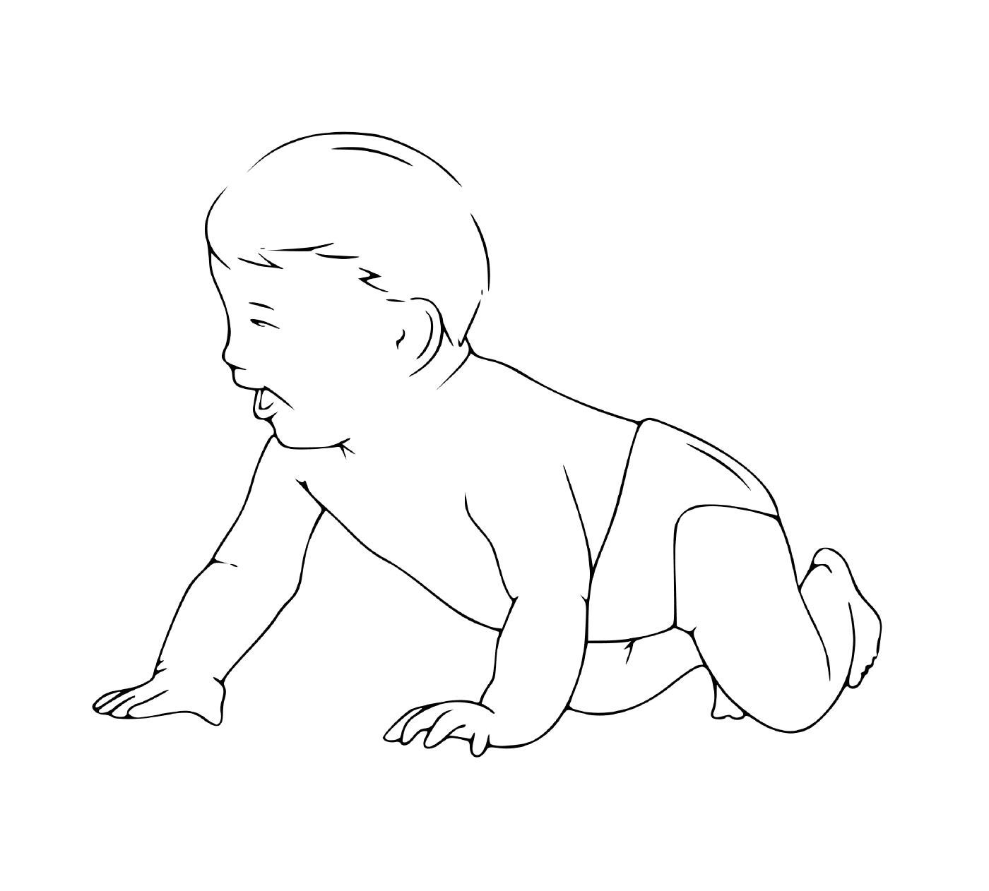  Un bambino realistico di un anno seduto sul pavimento 
