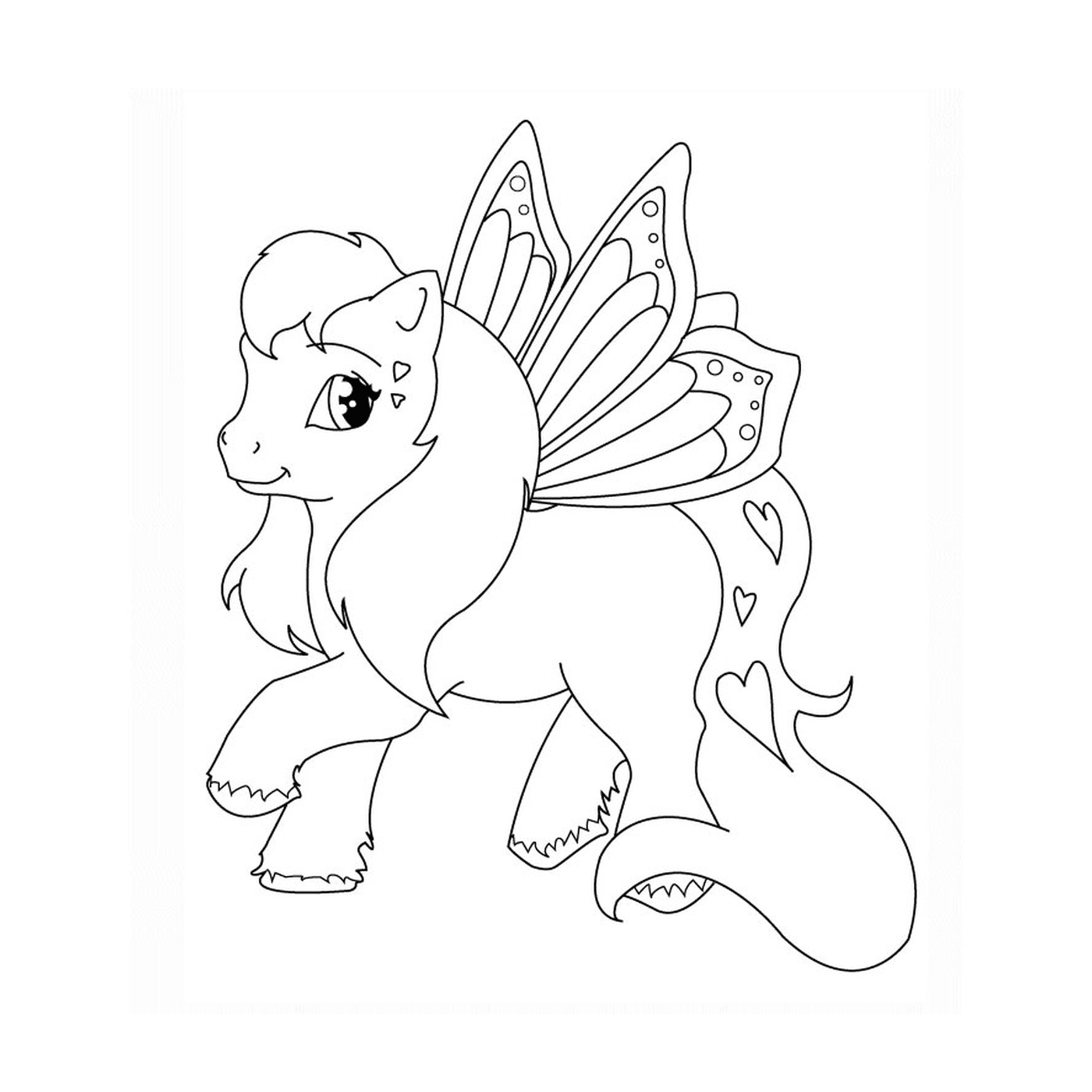 Ein Pony mit Schmetterlingsflügeln 