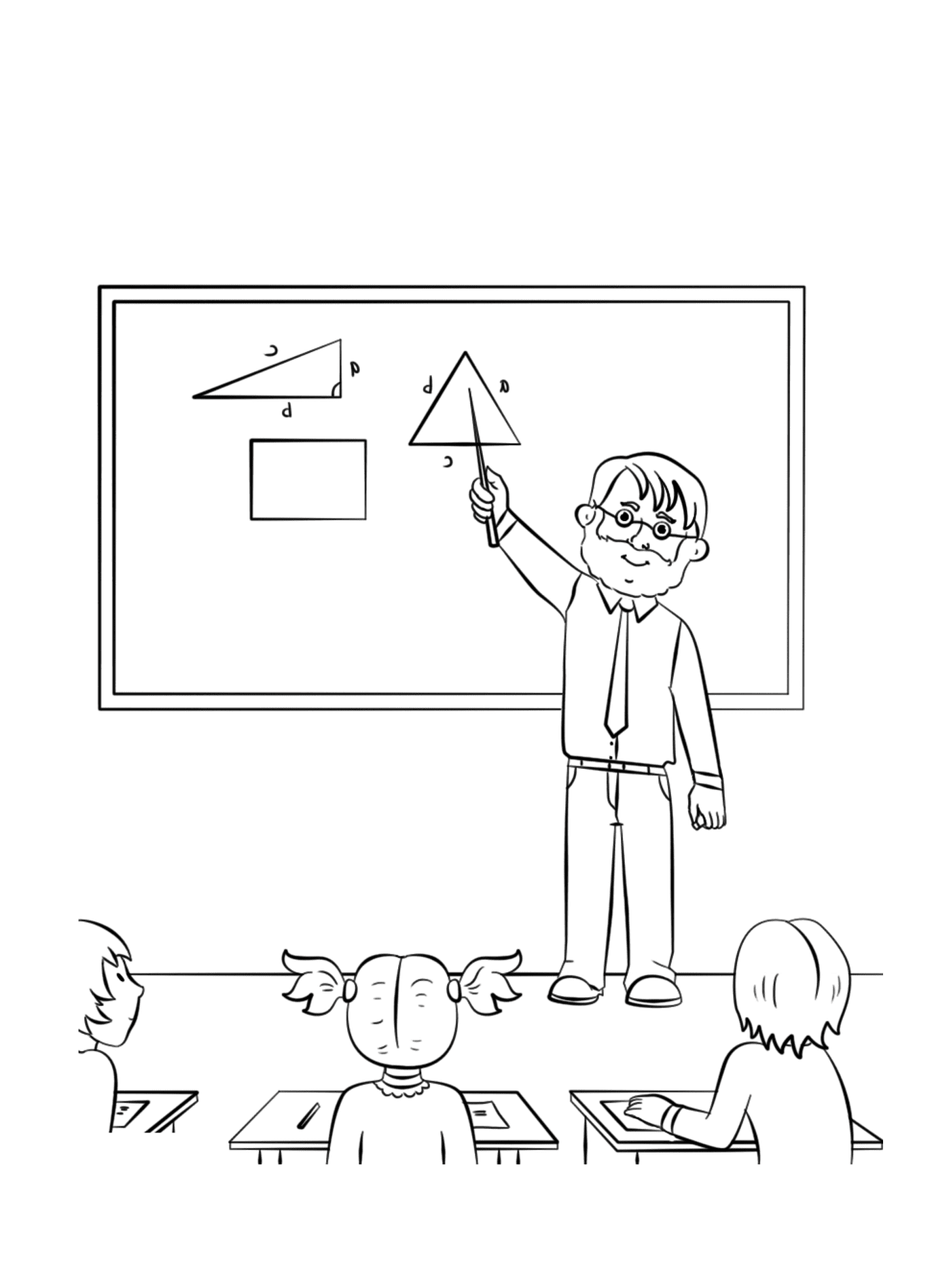  Lehrer zeigt ein Dreieck 