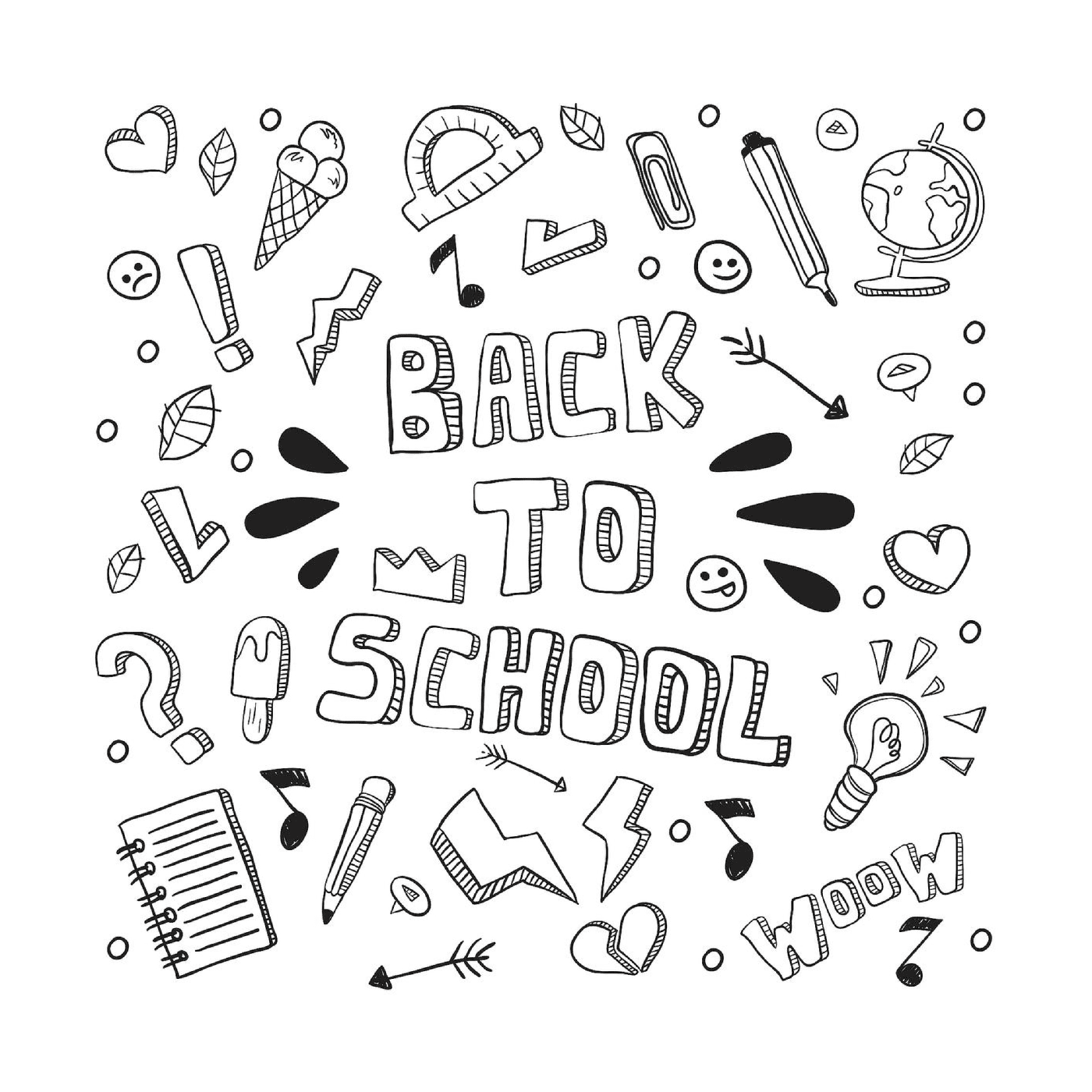  Back-to-school words and icons 