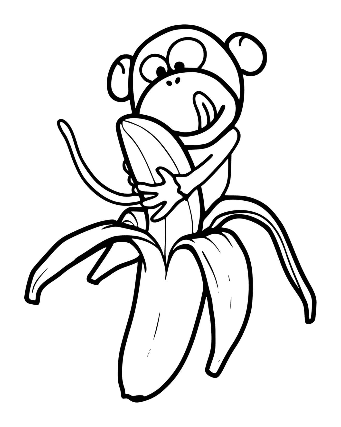  A monkey eats a banana 