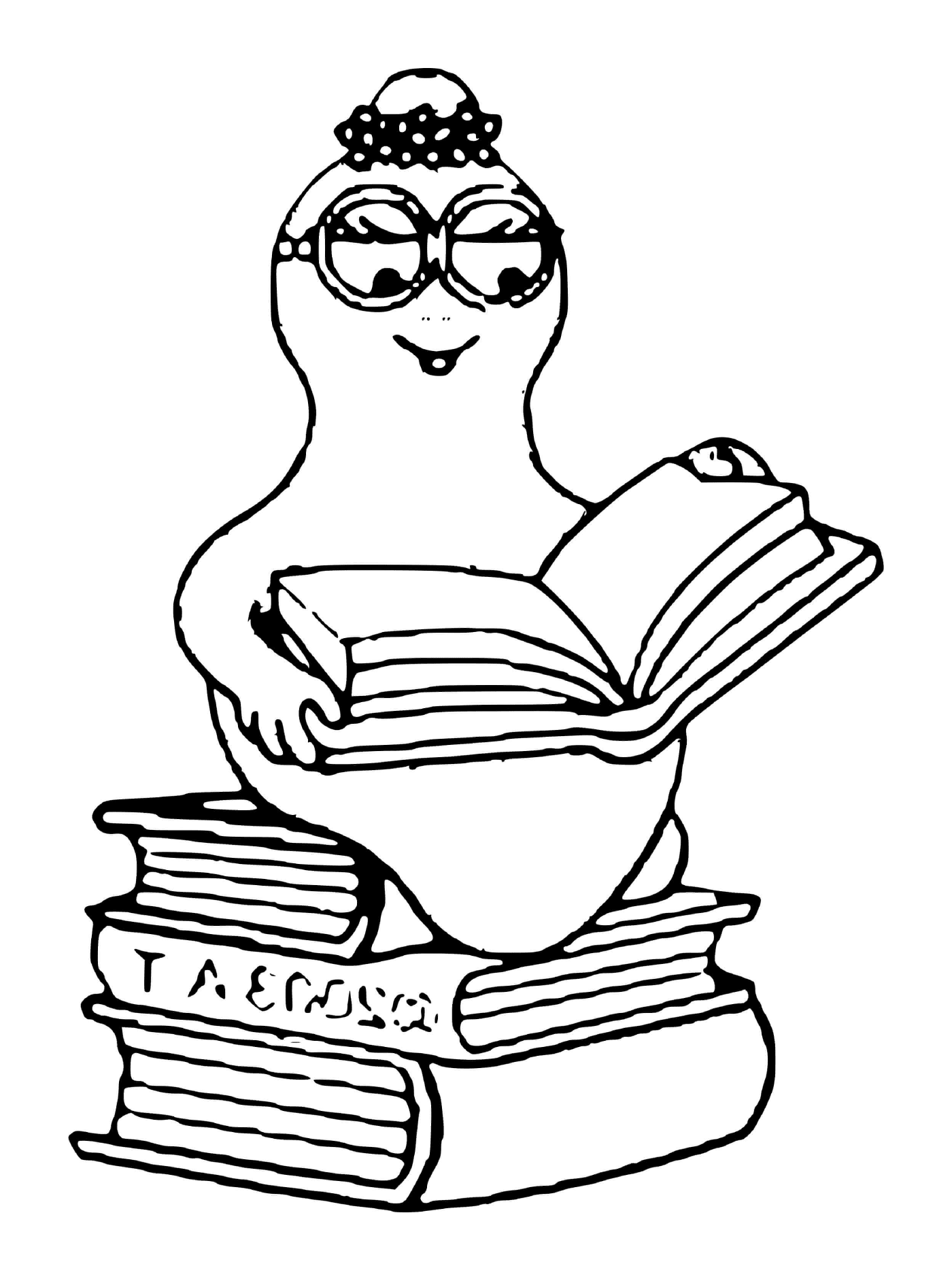  Una persona seduta su un mucchio di libri 