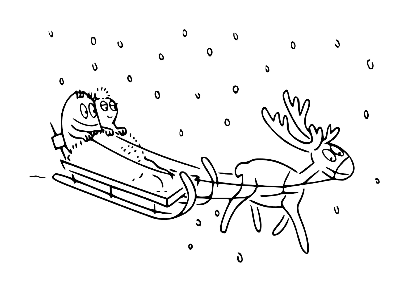  A reindeer pulling a sled 
