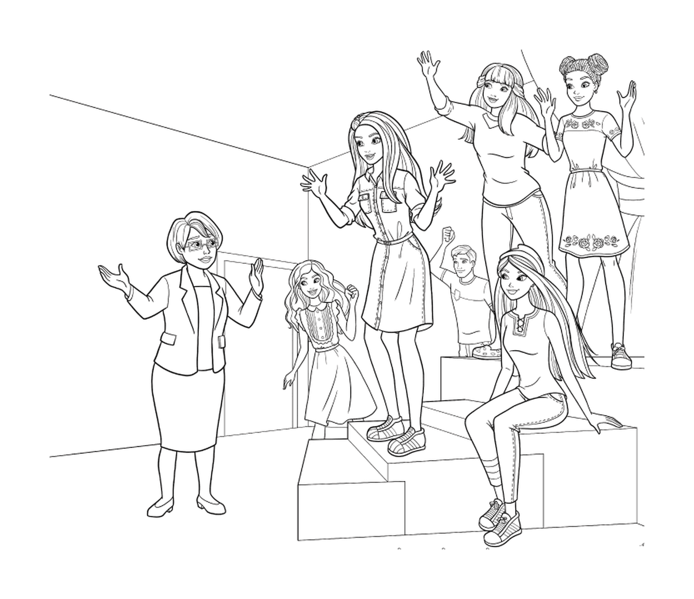  Группа молодых женщин, стоящих бок о бок 
