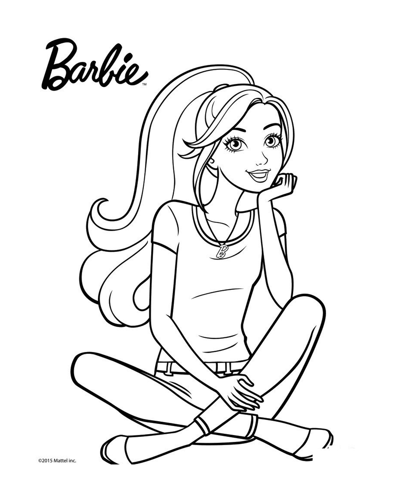  A thinking and happy Barbie doll 