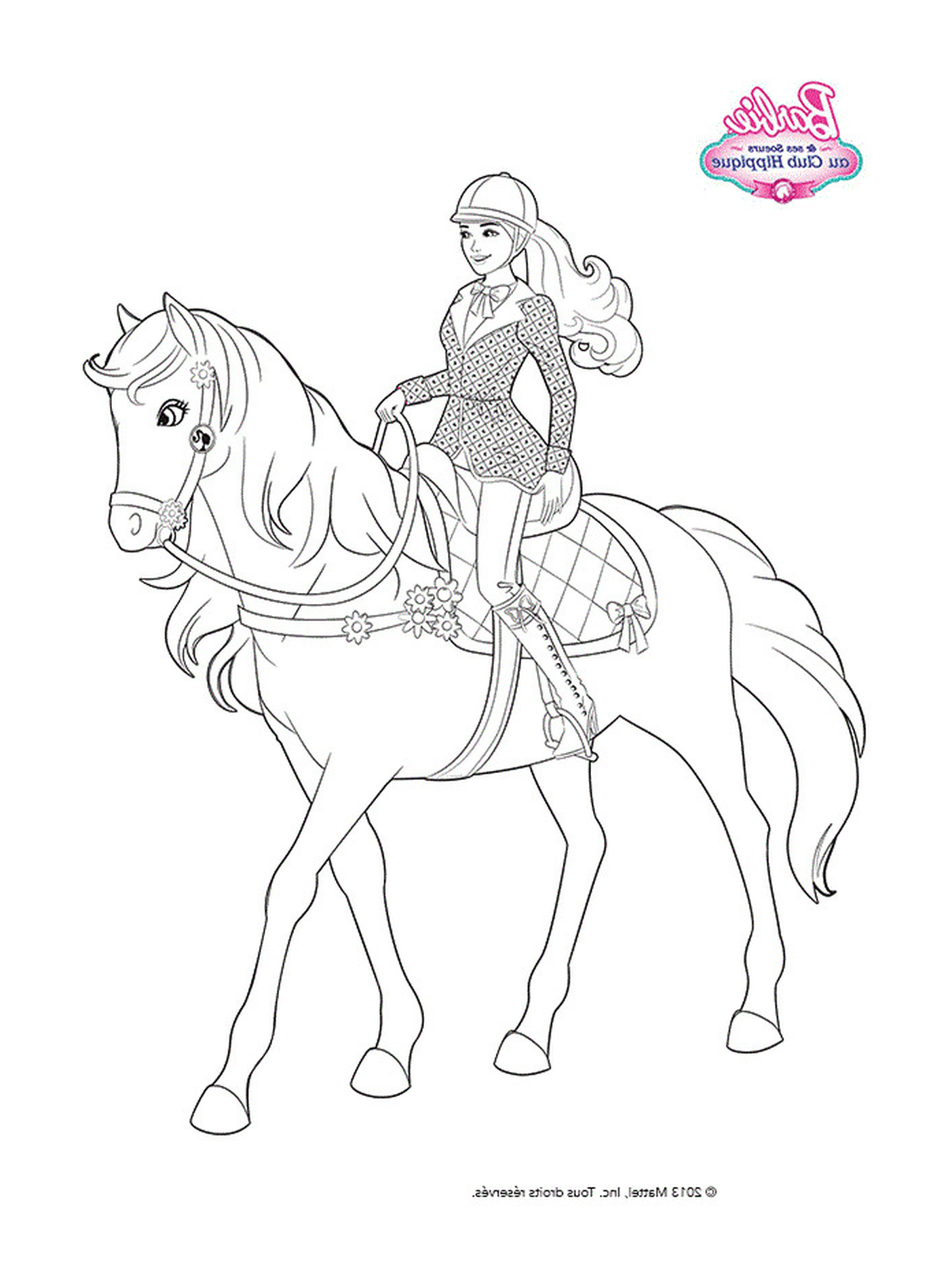  Eine Barbie Puppe auf einem Pferd 
