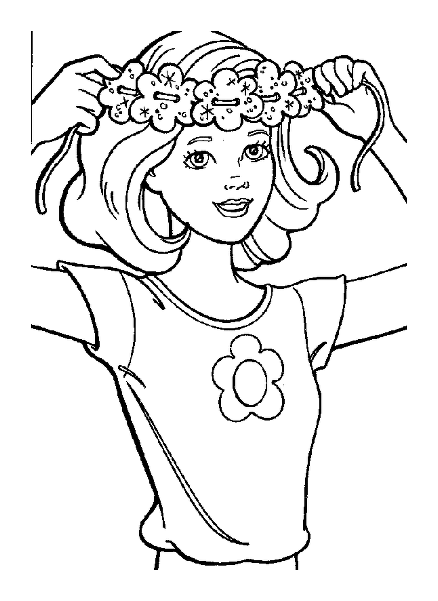  Barbie with a crown of flowers 