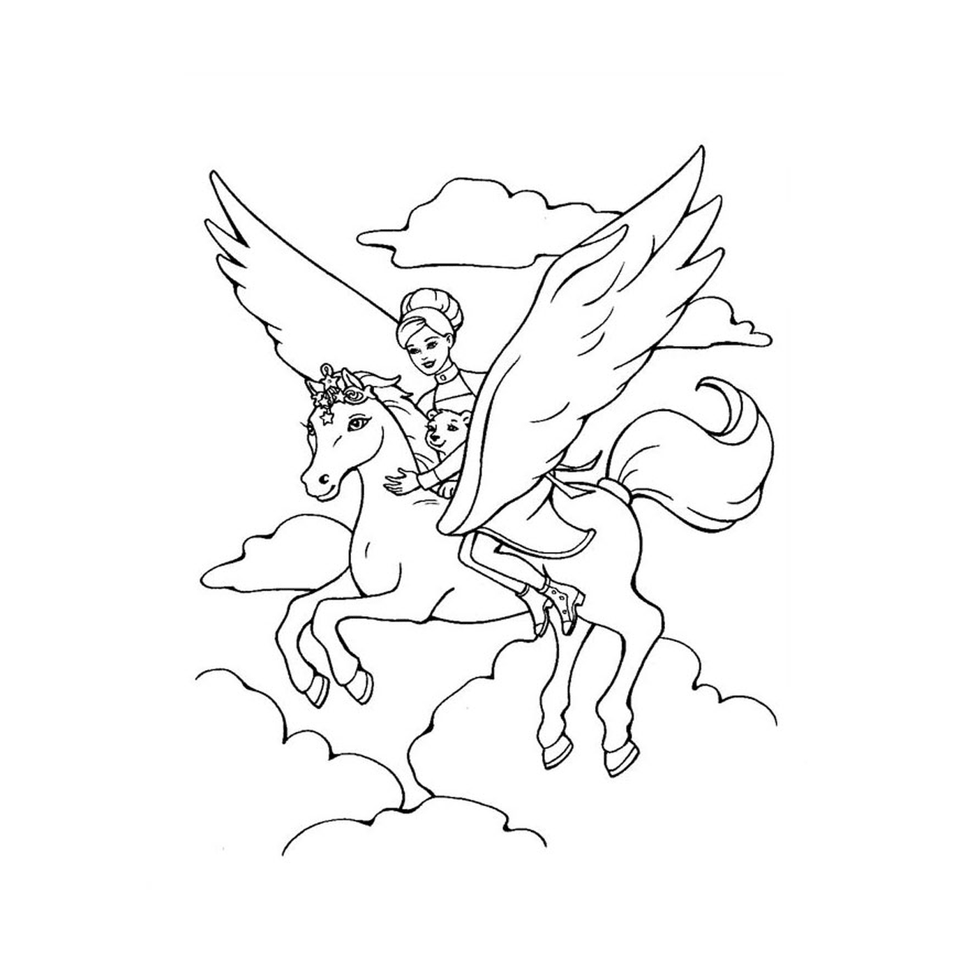  Barbie e il cavallo magico con un angelo a cavallo 
