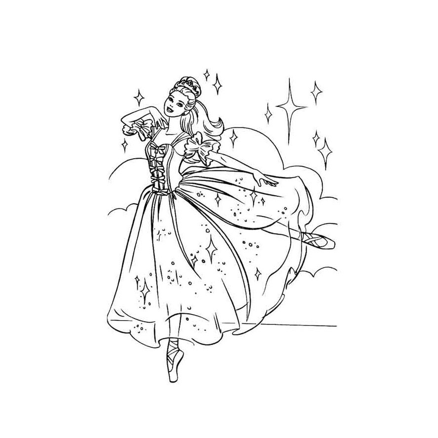 Барби-звездный танцор с женщиной в платье 