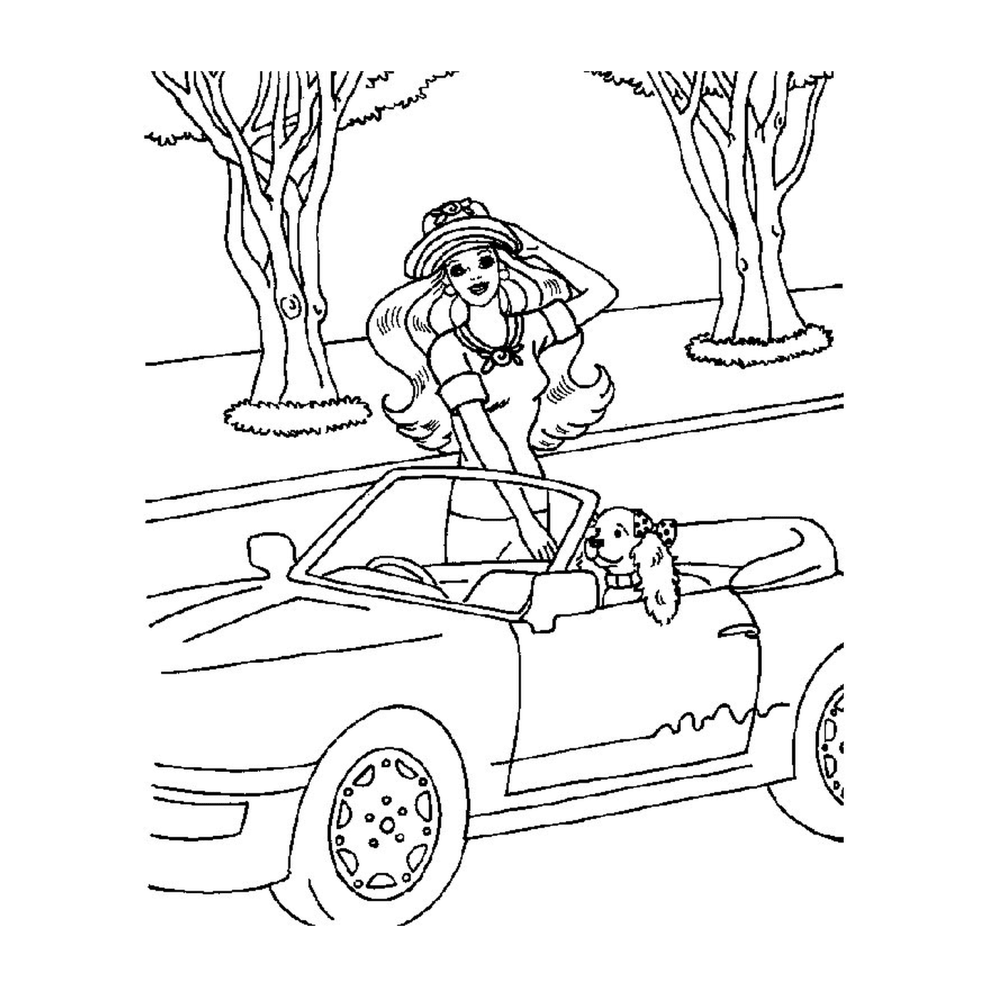  Barbie car with a woman and a dog 