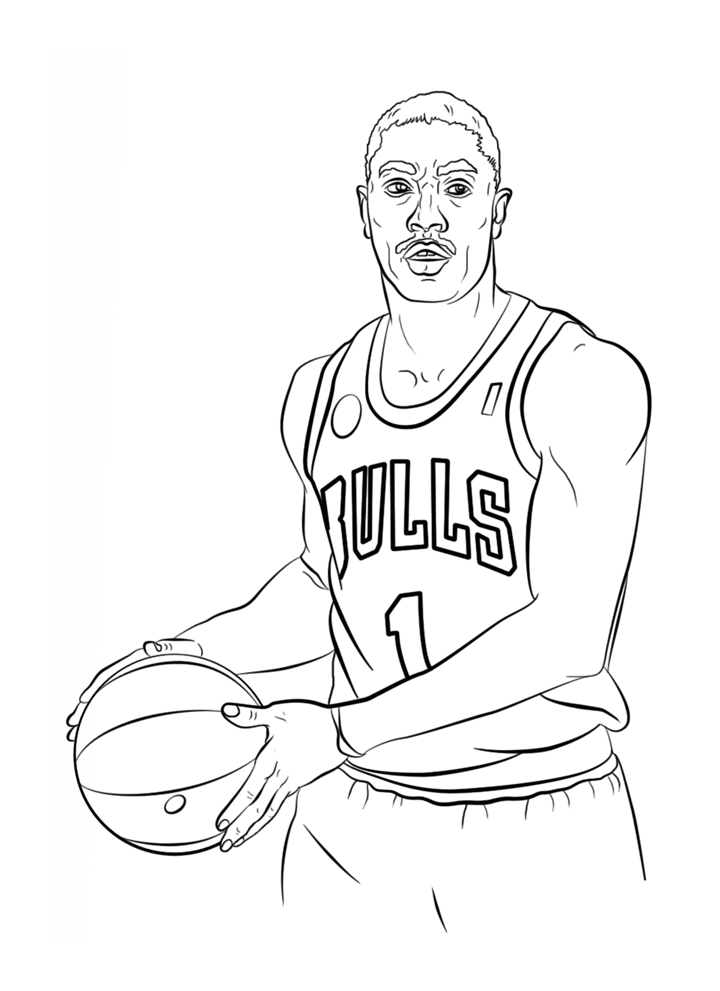  Derrick Rose hält einen Basketballball 