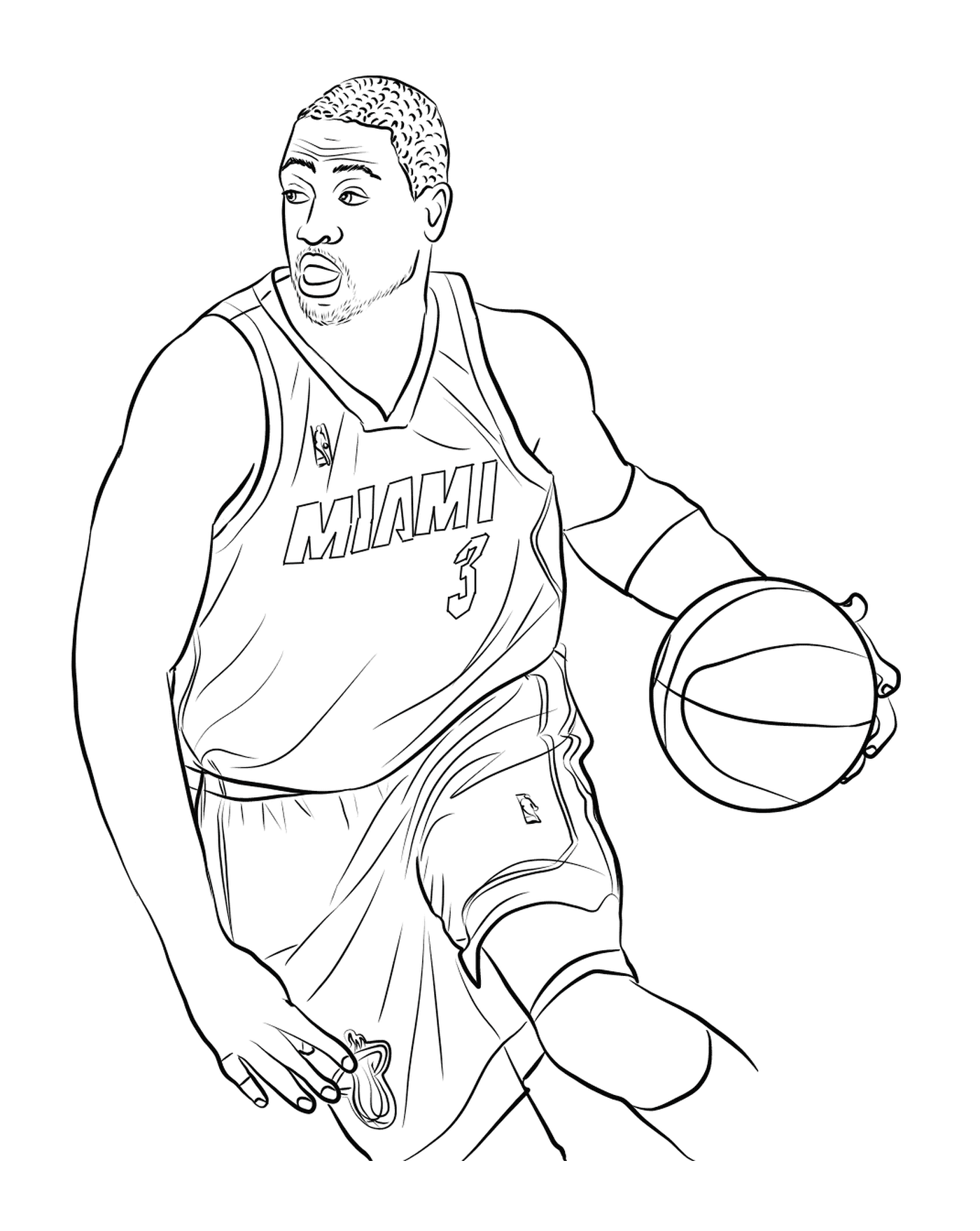  Дуэйн Уэйд держит баскетбольный мяч 