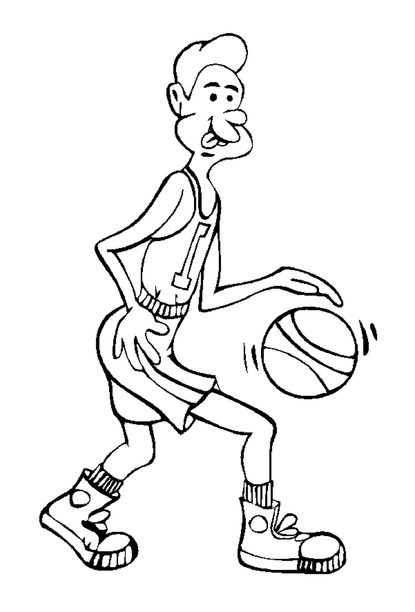  Un jugador de baloncesto sostiene una pelota 