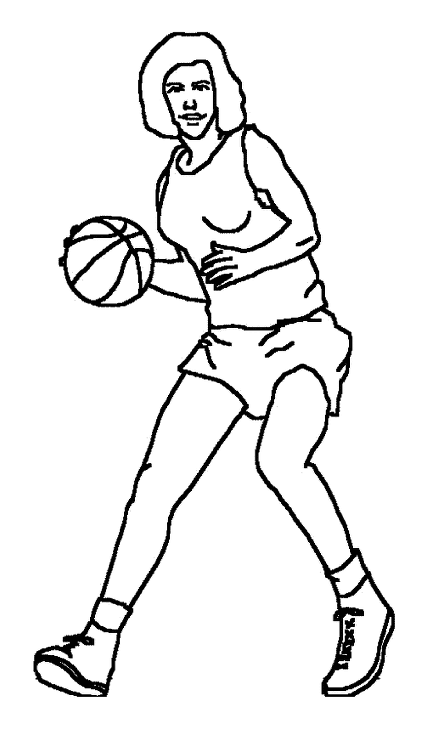  A basketball player with a ball 