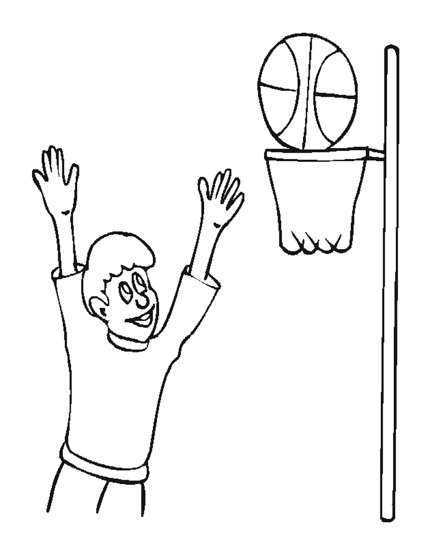  Ein Basketballspieler spielt in einem Raum 