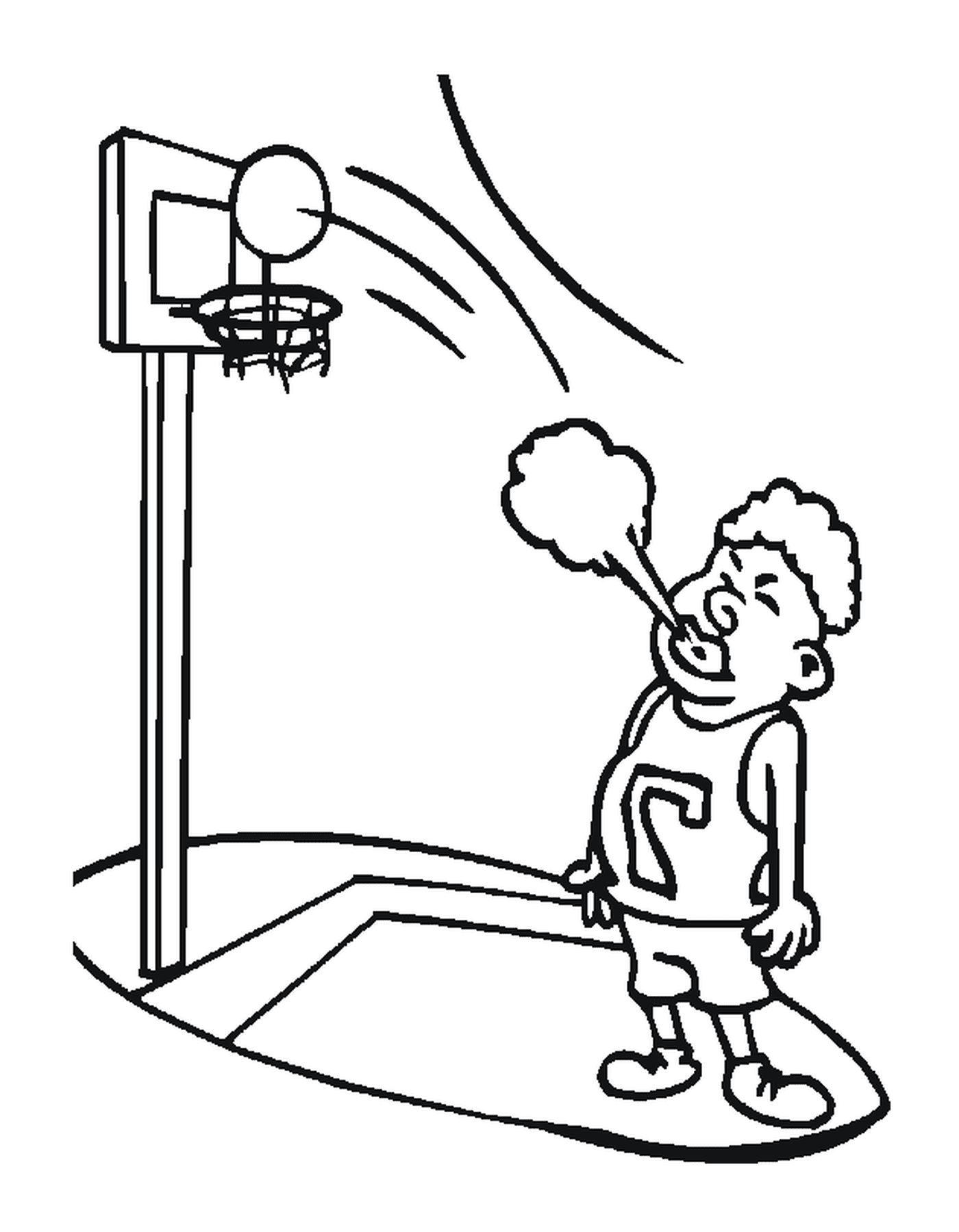  Un jugador de baloncesto sopla 