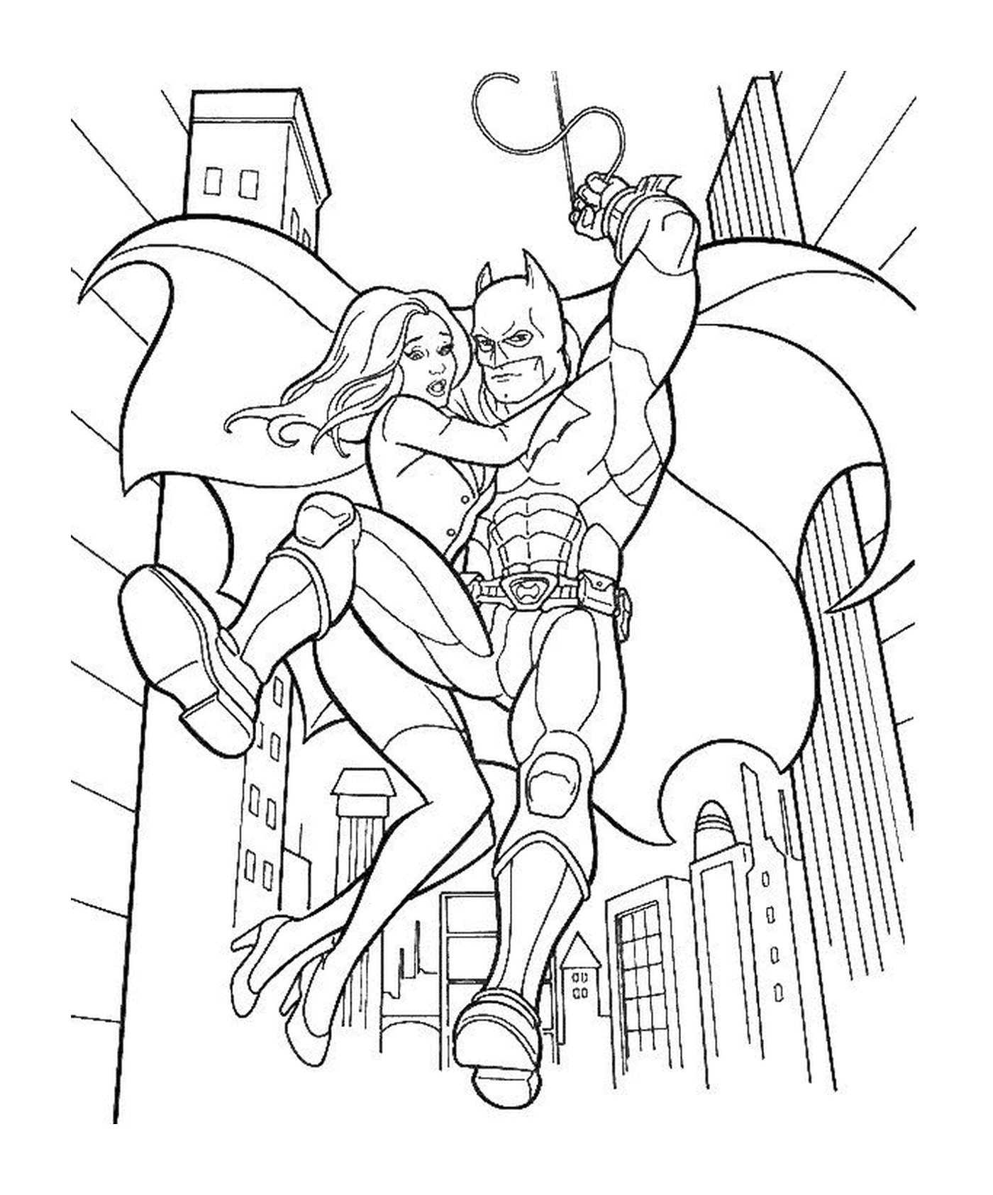  Batman rettet eine Frau in der Stadt 