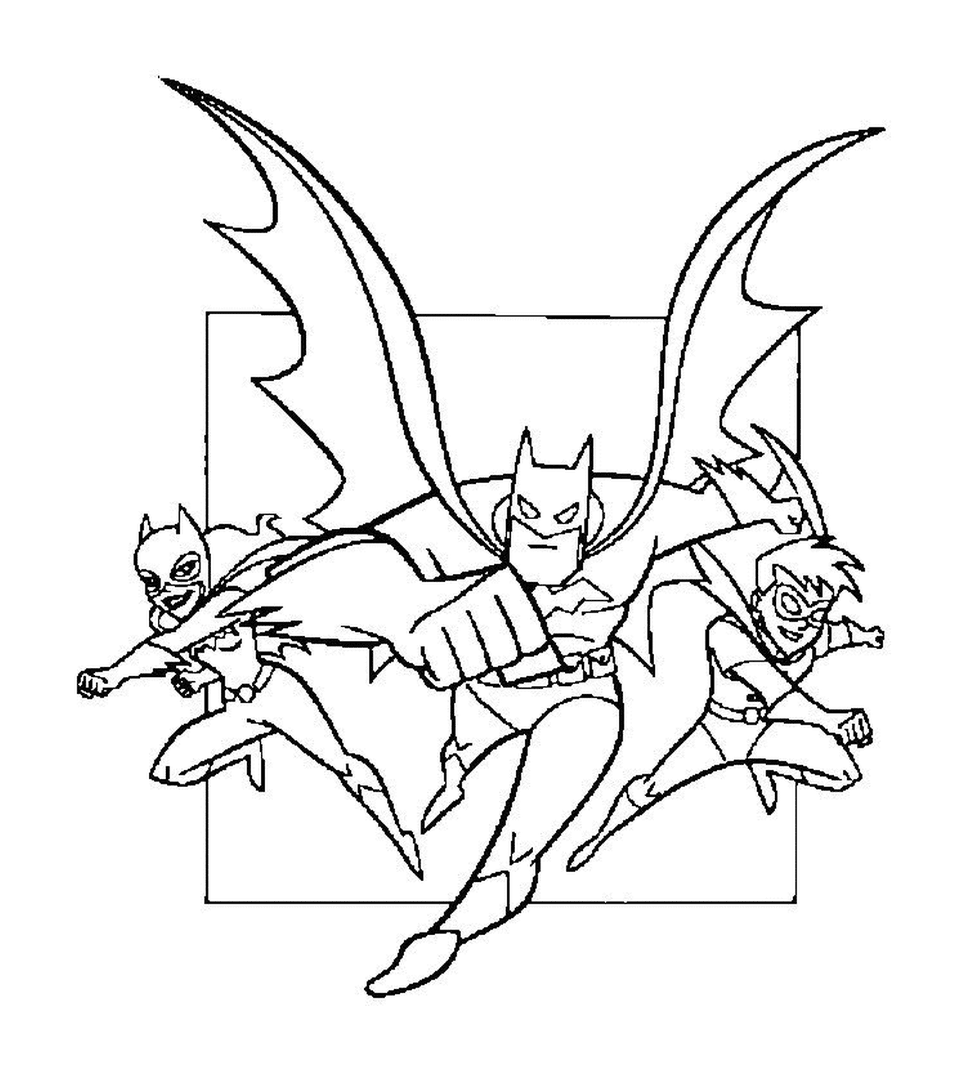  Robin, Batman y Batgirl de pie 