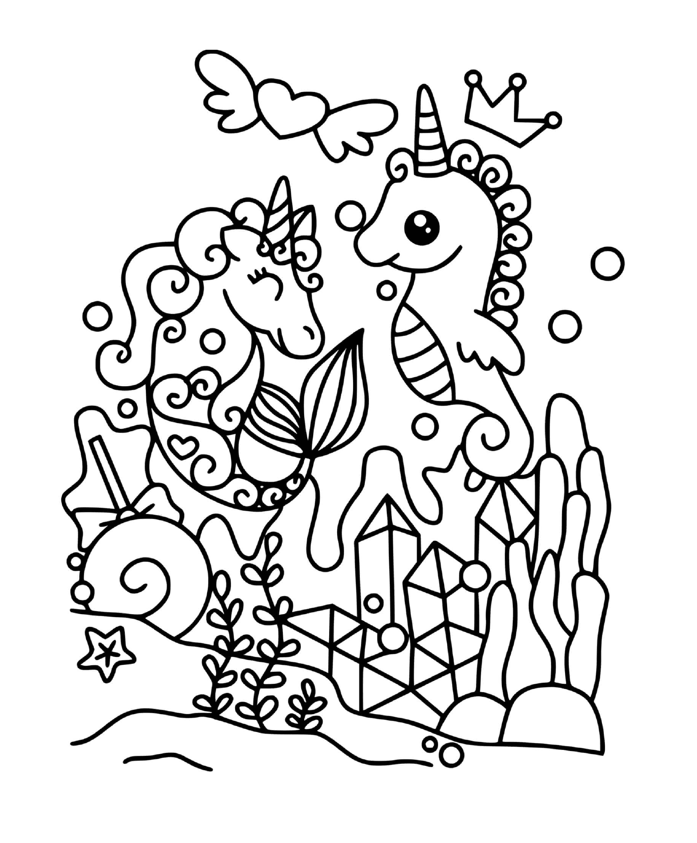  Unicorno sotto l'acqua magica 
