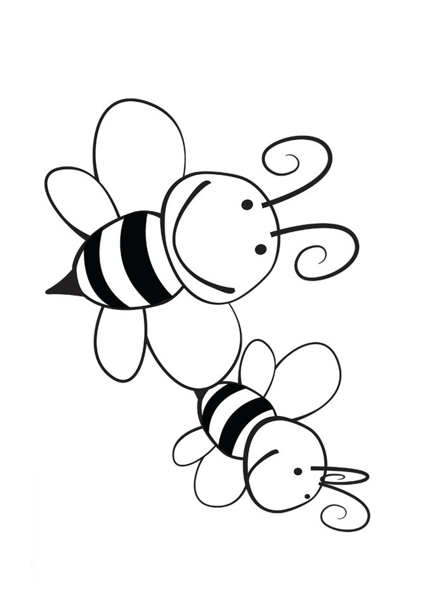  Две улыбающиеся пчелы вместе 