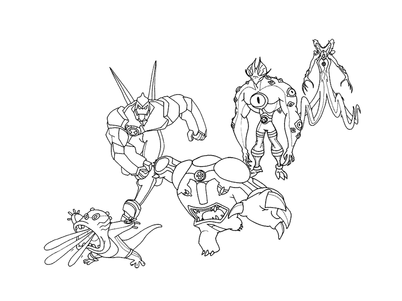  Varios personajes de dibujos animados dibujados 