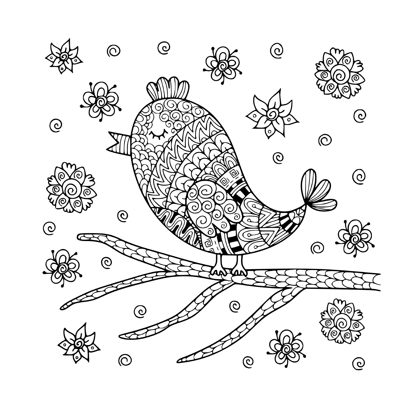  Vogel sitzt auf einem Baumzweig 