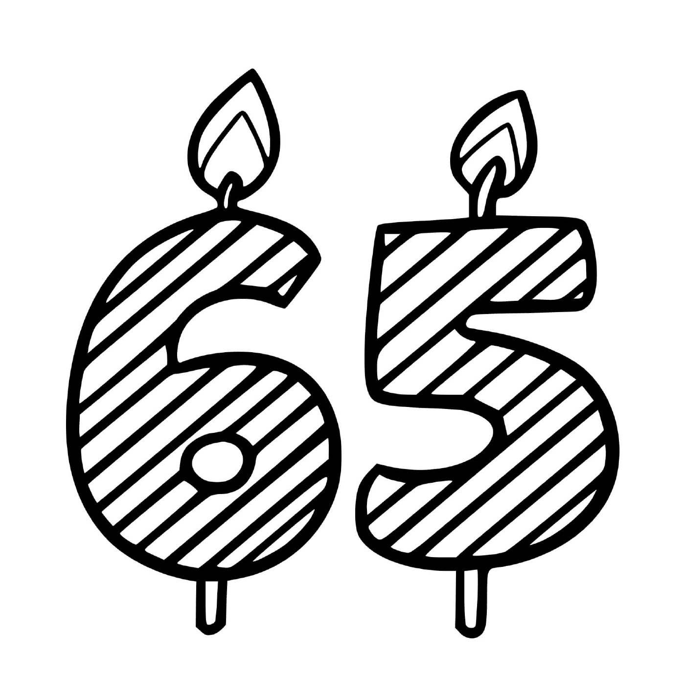  Una vela que representa el número seis y cinco 