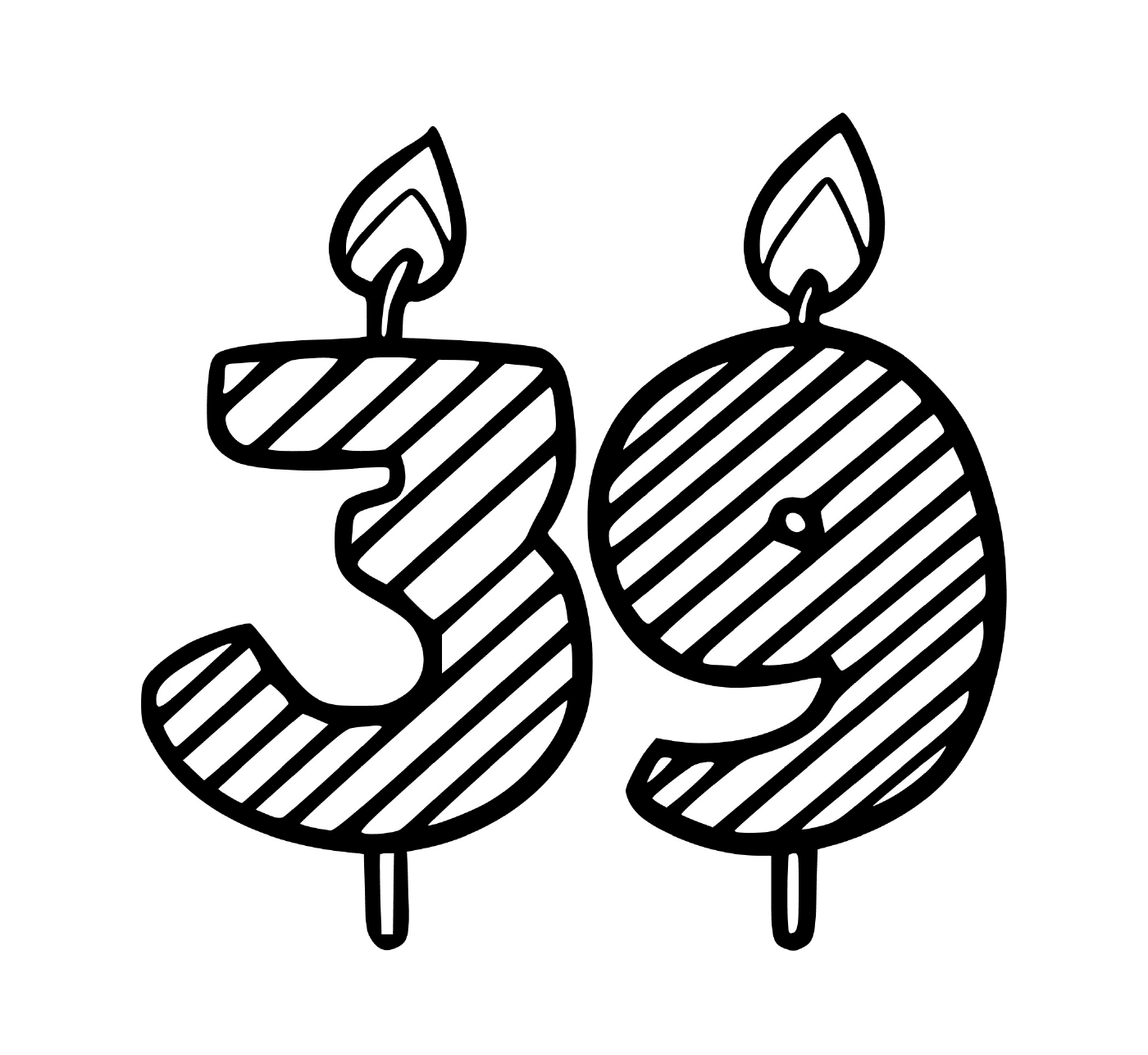  A candle in the shape of the number 3 9 