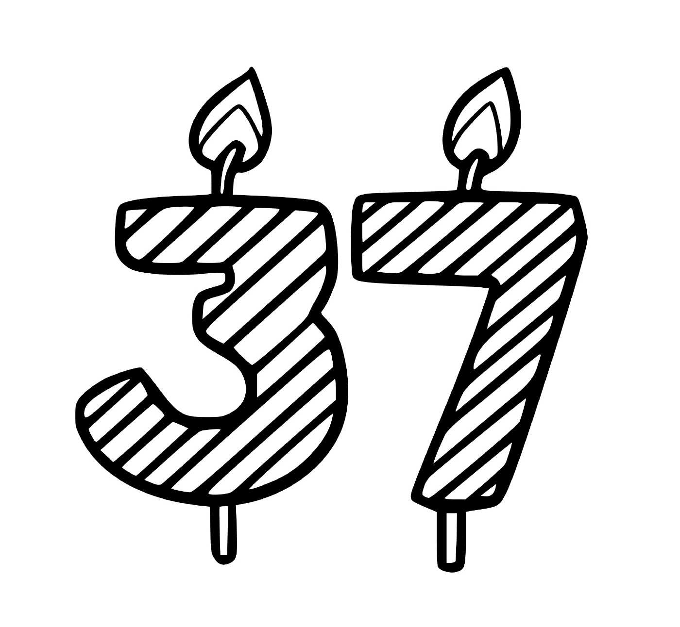  Una vela en forma de número 3 7 
