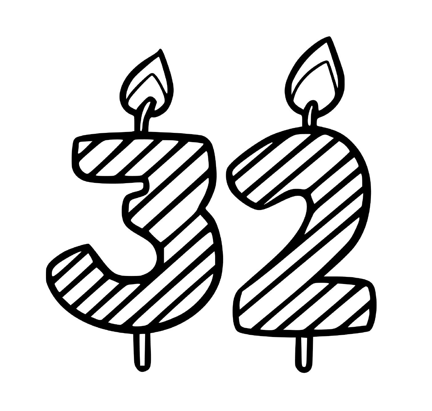  A candle in the shape of the number 3 2 