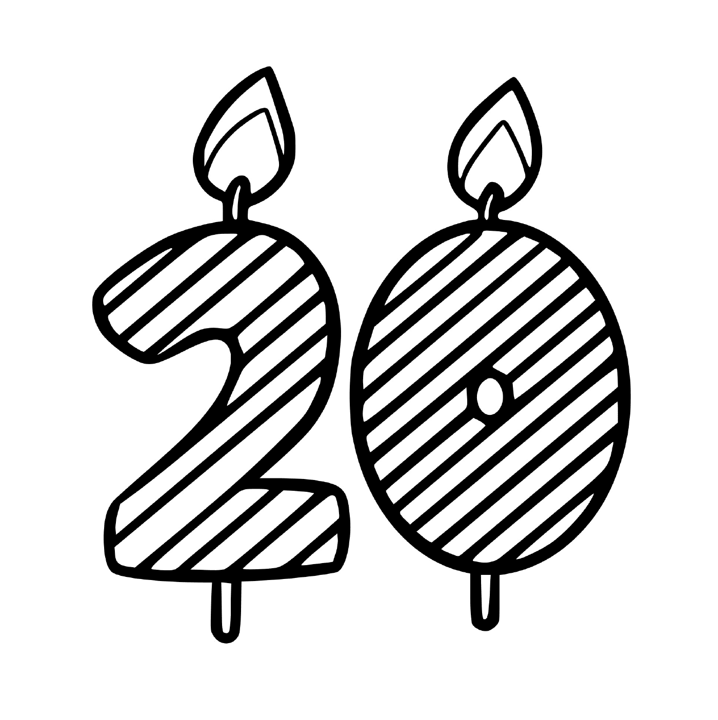  A candle with the number 2 0 