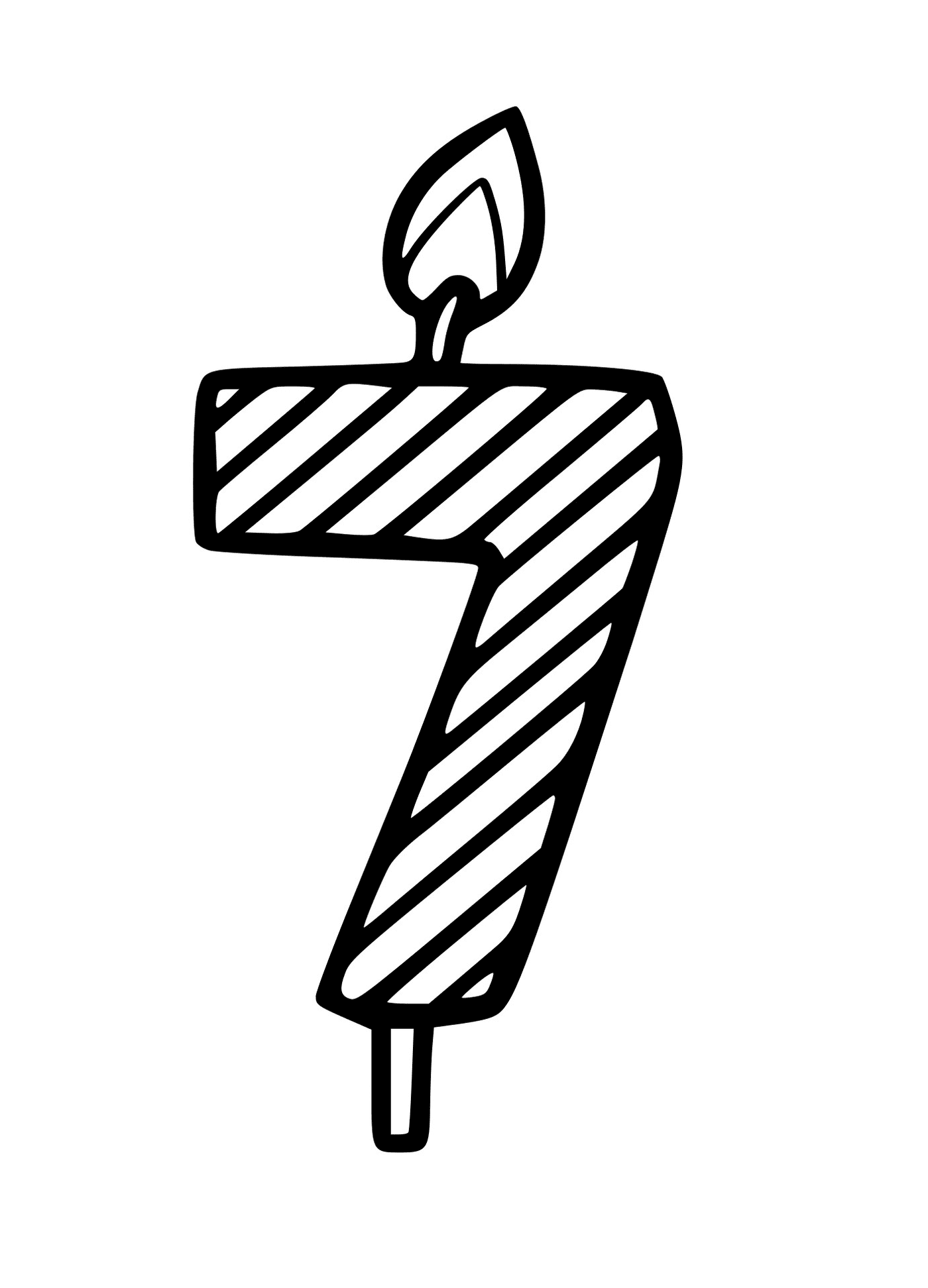  Eine Kerze in Form der Zahl sieben 
