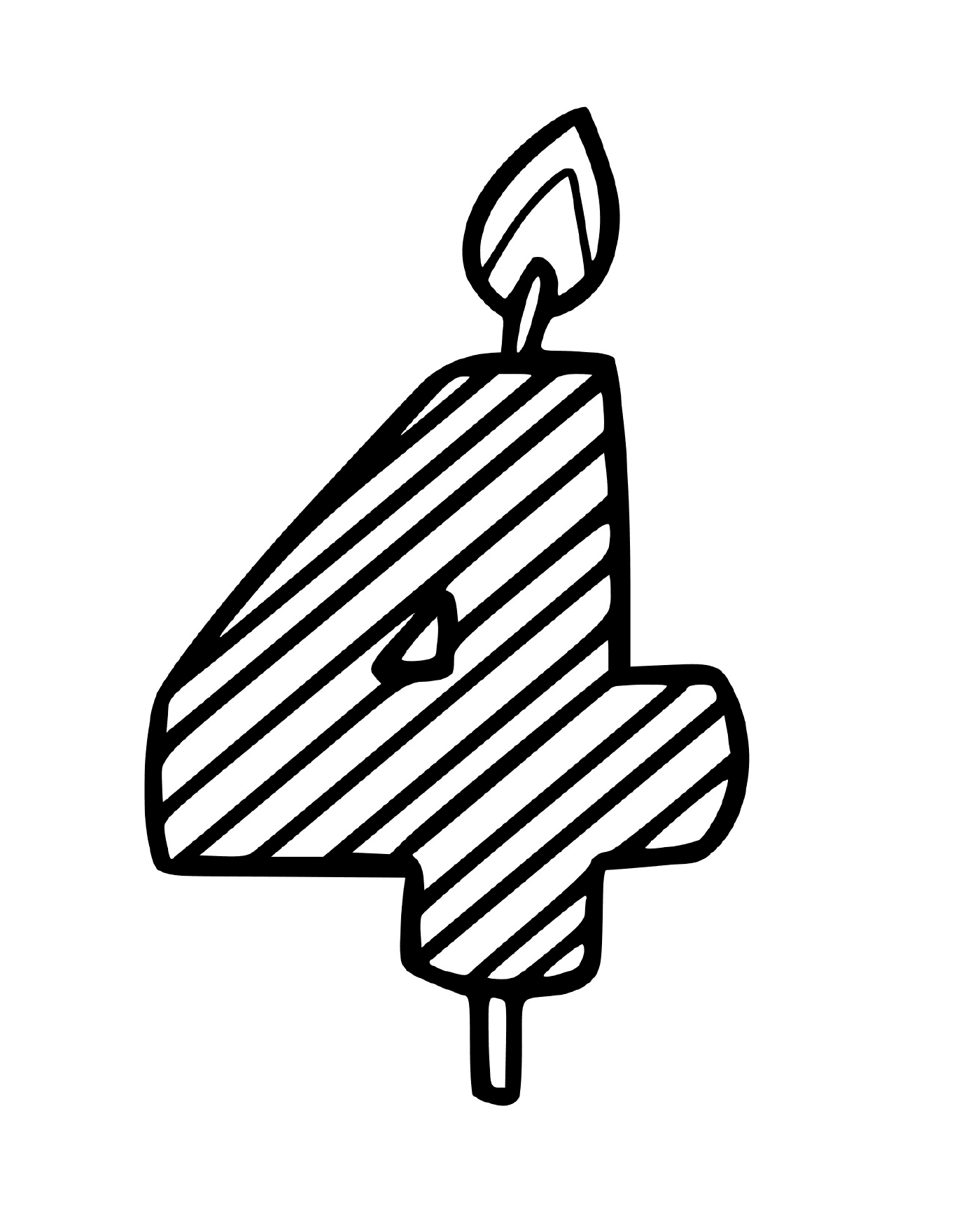  Eine Kerze in der Form der Zahl vier 