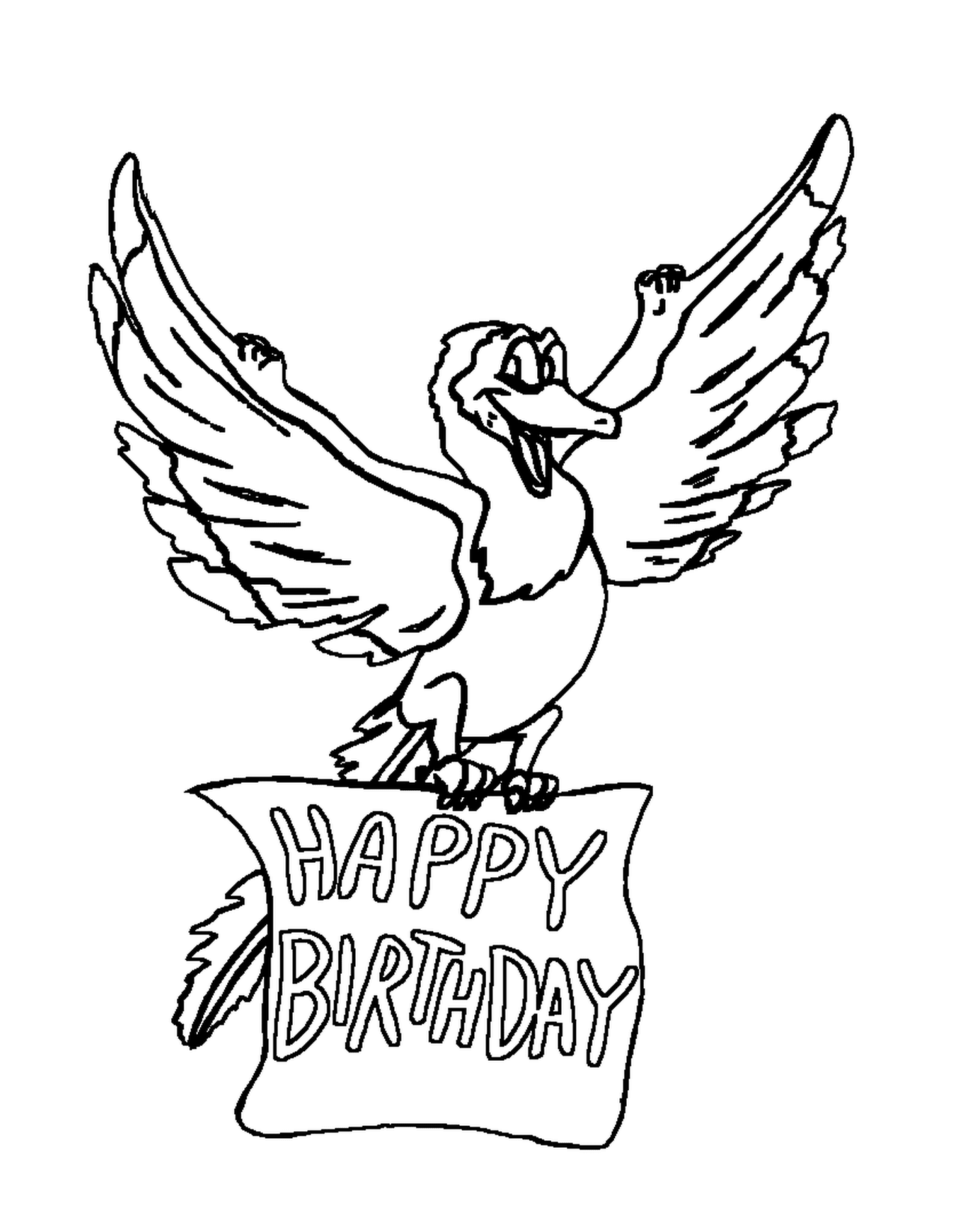  Bird with a Happy Birthday sign 