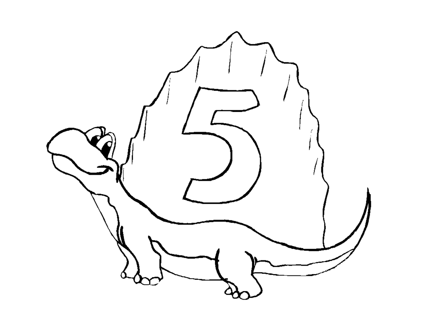  Dinosauro con il numero cinque in cima 